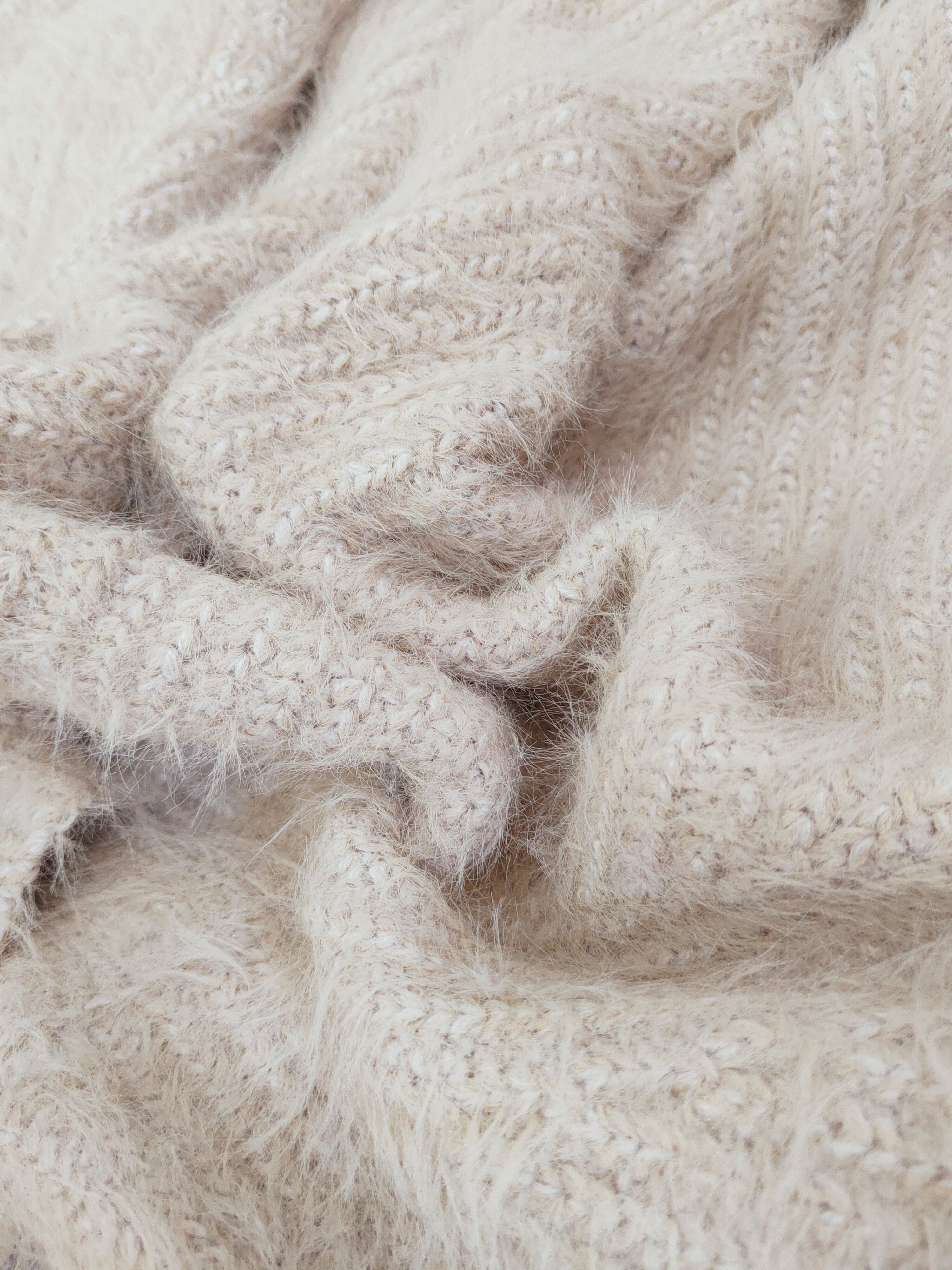Homespun Knitwear RD Beige Shag Shaggy Fur Mohair Knitwear #W761 Size XS / US 0-2 / IT 36-38 - 10 Thumbnail