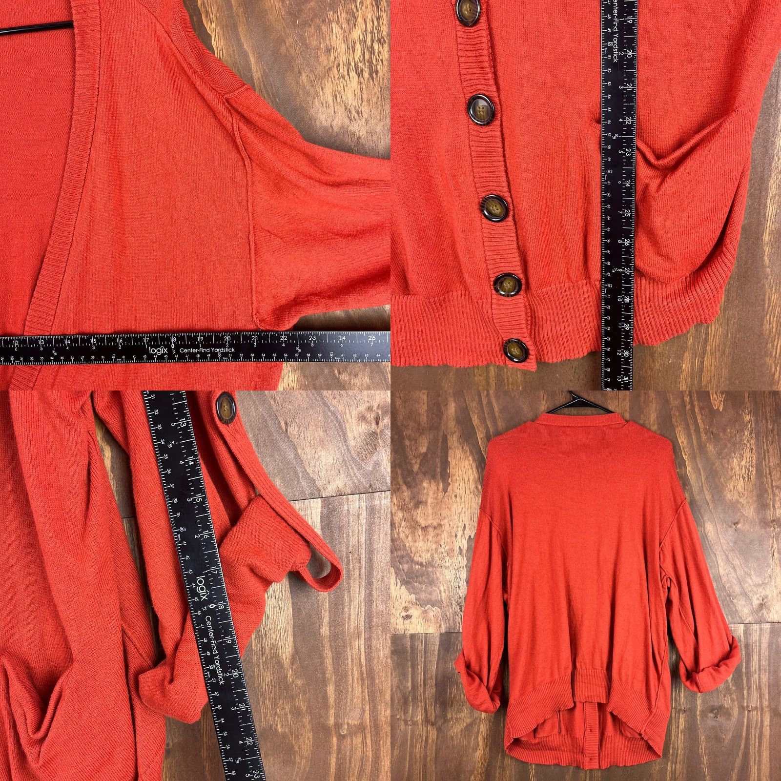 Jones New York Jones New York Womens Cardigan Orange Cashmere Wool Button Up Roll Tab Sleeve XL Size XL / US 12-14 / IT 48-50 - 8 Thumbnail
