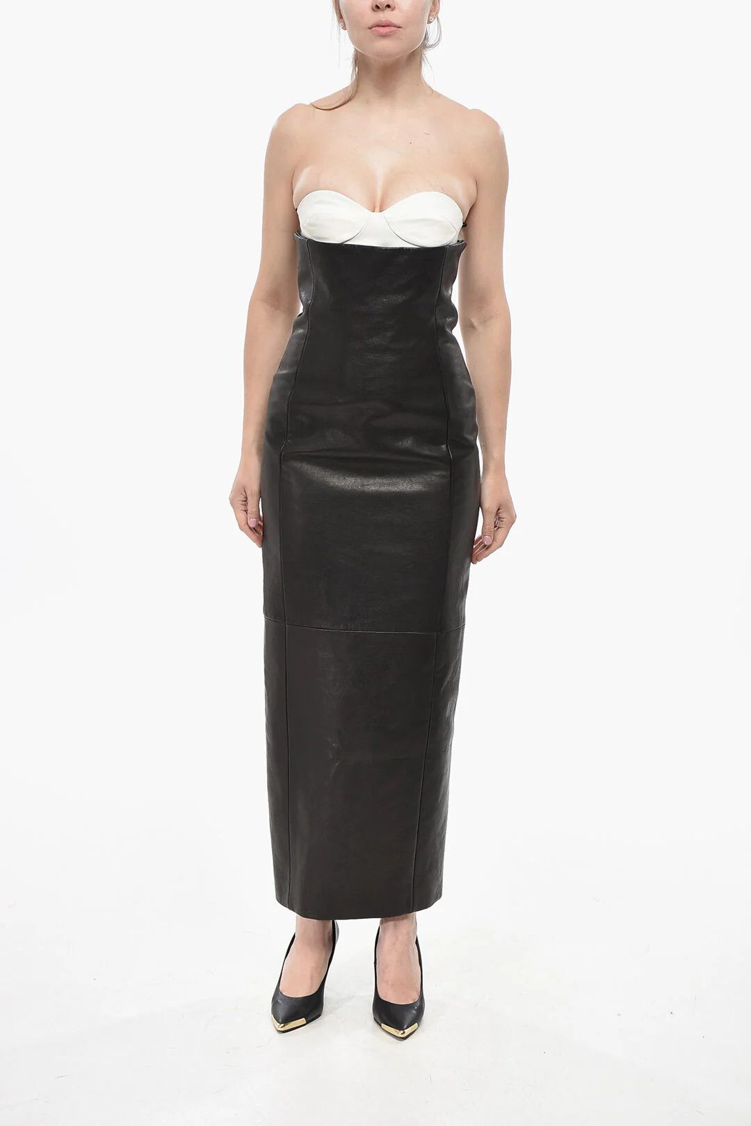 KHAITE og1mm0426 Leather Sheath Dress in Black Size S / US 4 / IT 40 - 1 Thumbnail