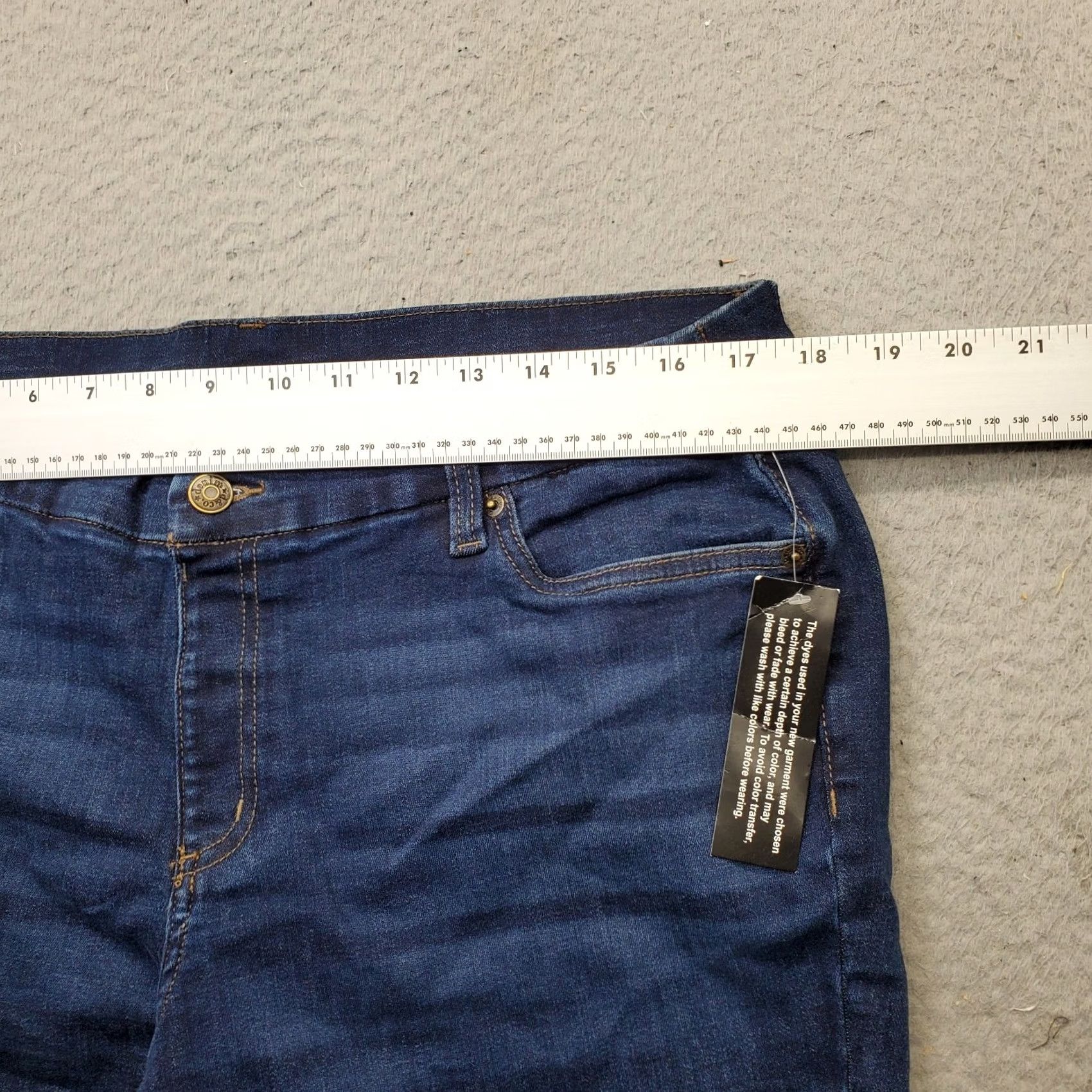 Denime D&Co. Jeans Womens Petite 16P Blue Denim Dark Wash Whiskered Comfort Straight Leg Jeans Size 38" / US 16 / IT 52 - 6 Thumbnail