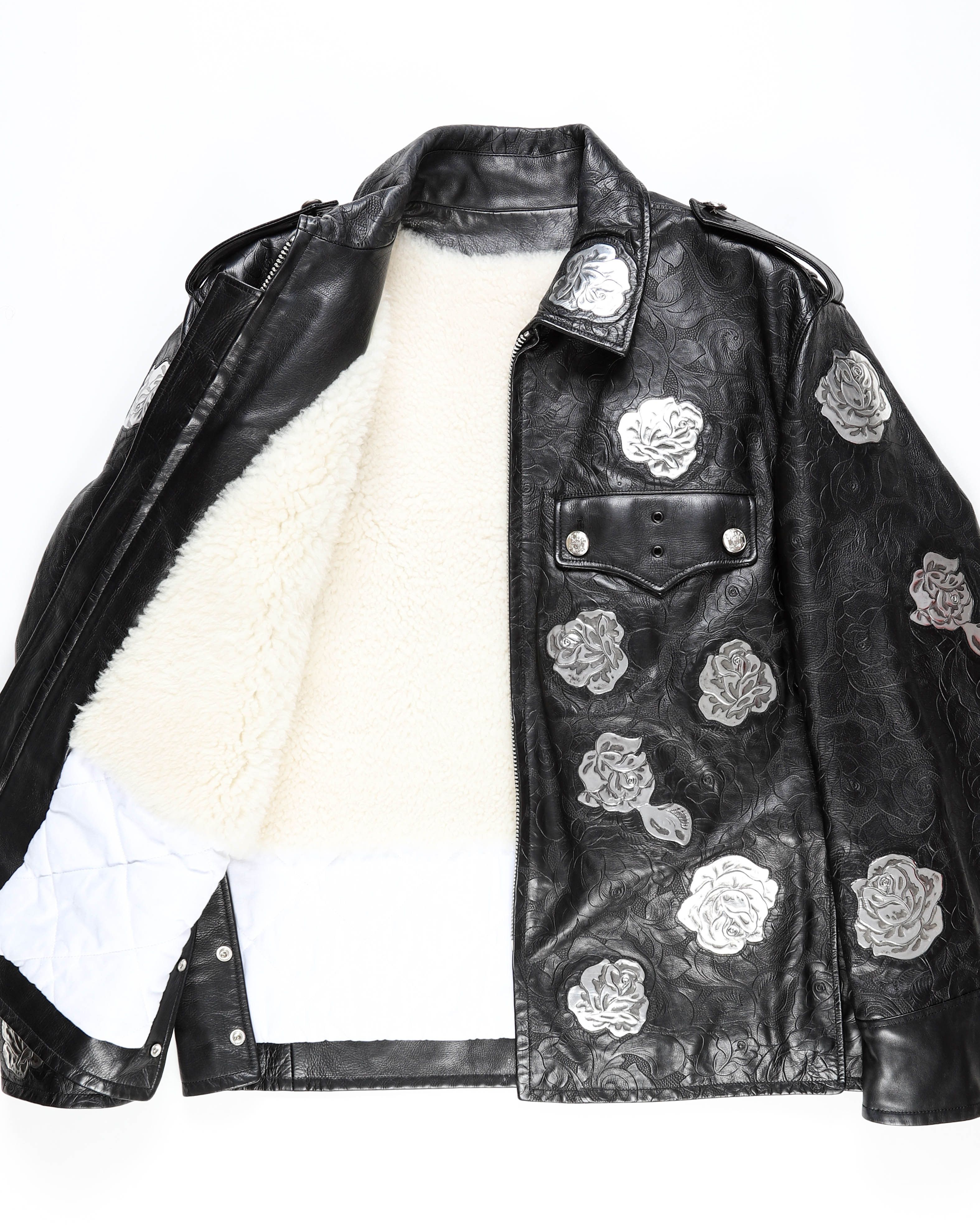 Calvin Klein 205W39NYC FW17 Rose Metal Appliqué Police Leather Jacket Size US L / EU 52-54 / 3 - 2 Thumbnail