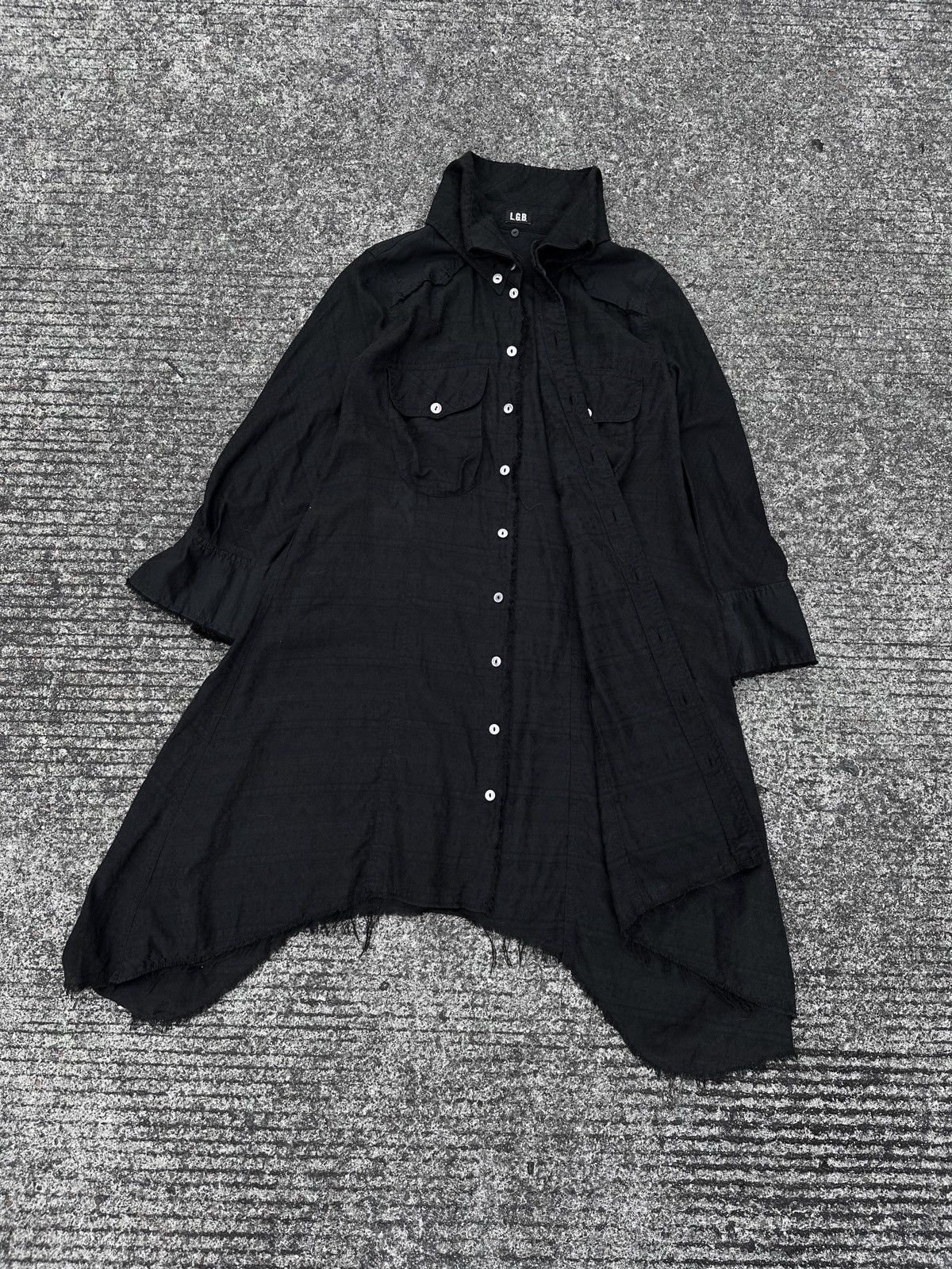 If Six Was Nine × Le Grande Bleu (L.G.B.) L.G.B. Black Distressed Long Shirt Size US S / EU 44-46 / 1 - 5 Thumbnail