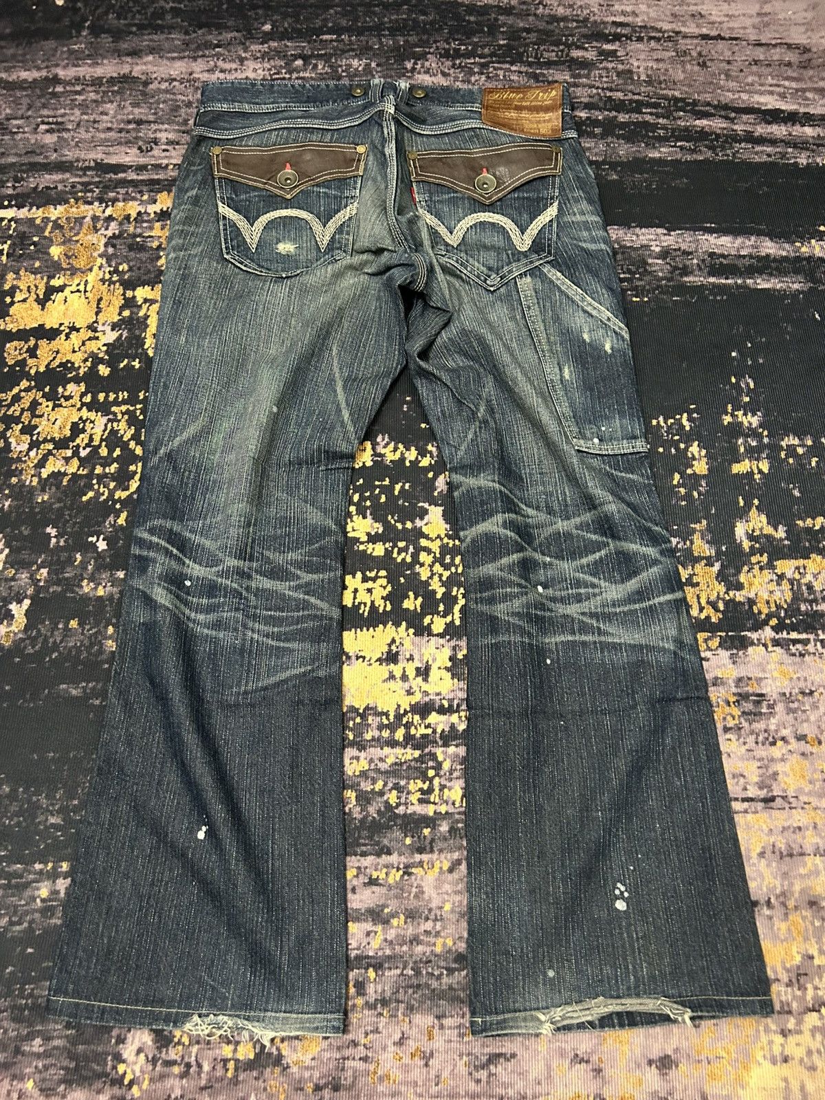 Edwin Vintage Wash Edwin 503 Blue Trip Distressed Carpenter Jeans Size US 34 / EU 50 - 2 Thumbnail