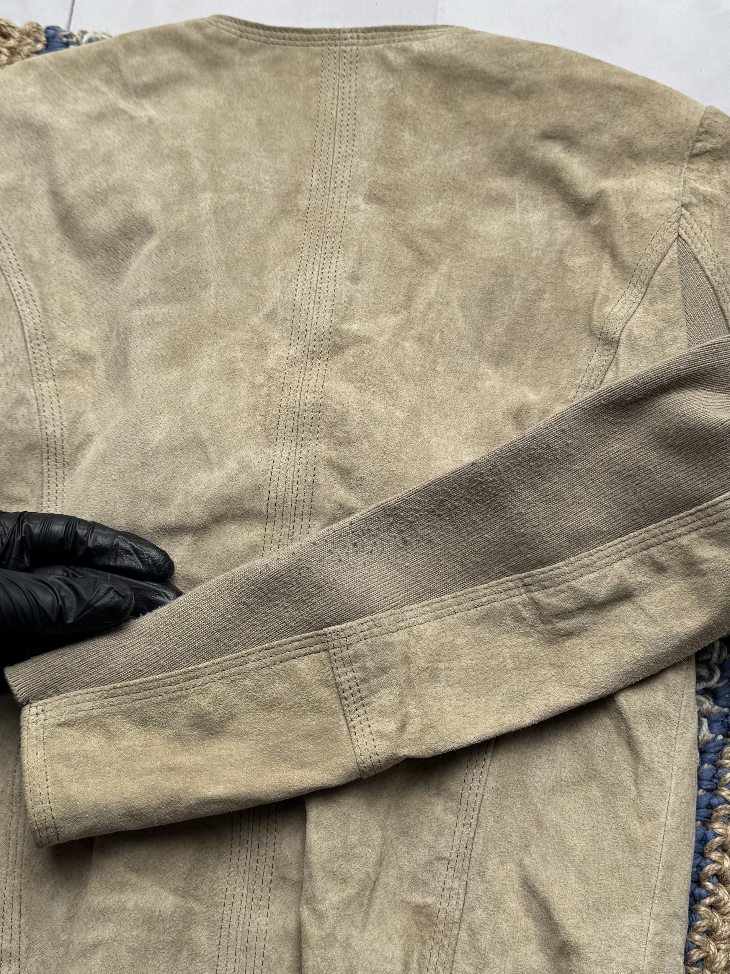 Vintage Vintage Beige Leather Jacket Cropped Zip Up Y2K Style (E4) Size XS / US 0-2 / IT 36-38 - 7 Thumbnail