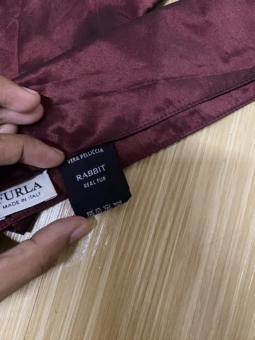 Furla Furla Rabbit Fur Burgundy Scarf Muffler Size ONE SIZE - 6 Thumbnail
