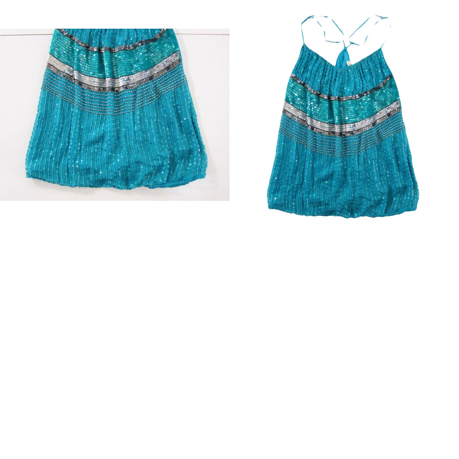 Vintage Chelsea Flower Tank Top Women M Blue 100% Rayon Beaded Spaghetti Strap Round Neck Sleeveless Size M / US 6-8 / IT 42-44 - 8 Thumbnail