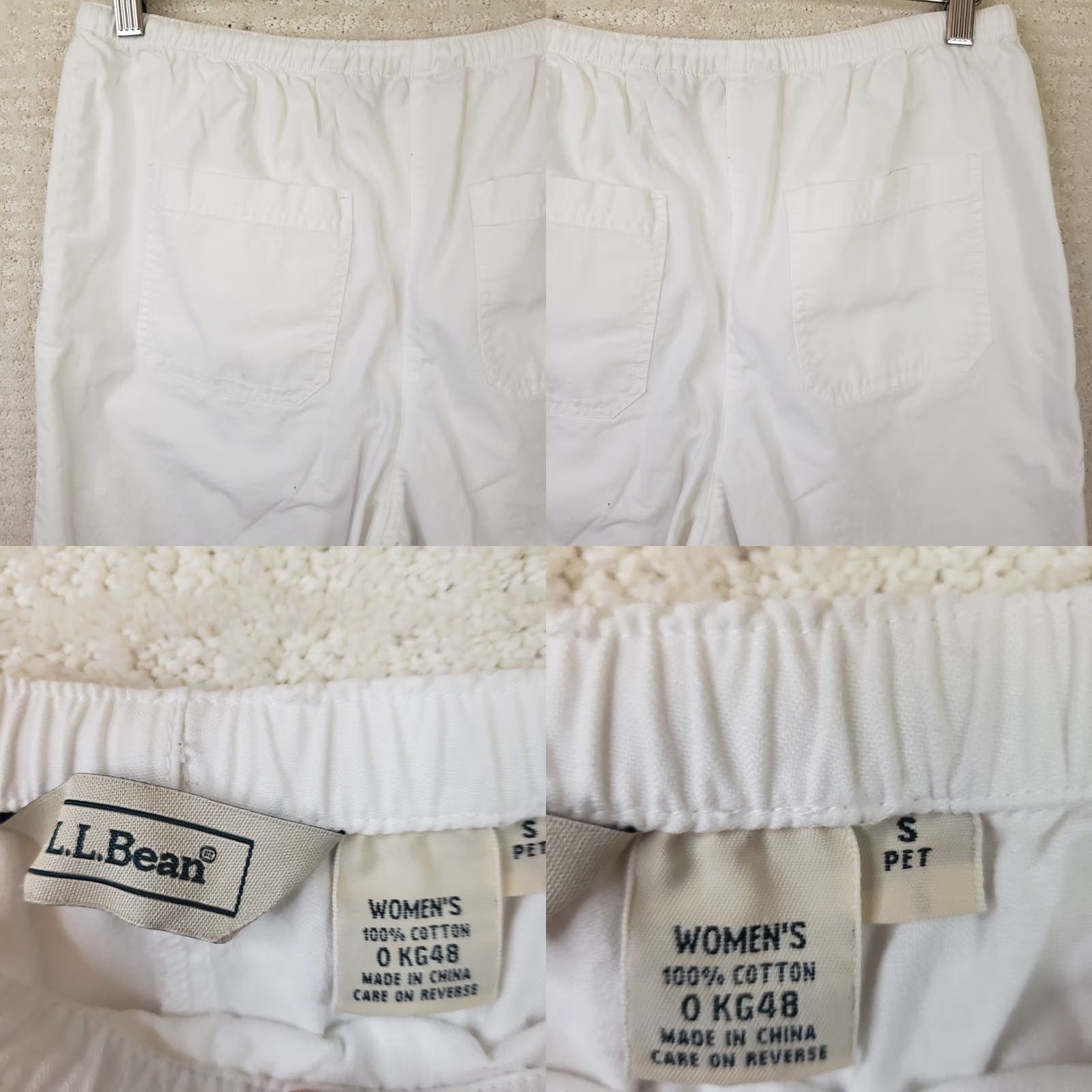 Vintage L.L. Bean Pants Women's S White Cotton Straight Leg Drawstring 30Wx23.5L Vintage No Size 36" / US 14 / IT 50 - 8 Thumbnail