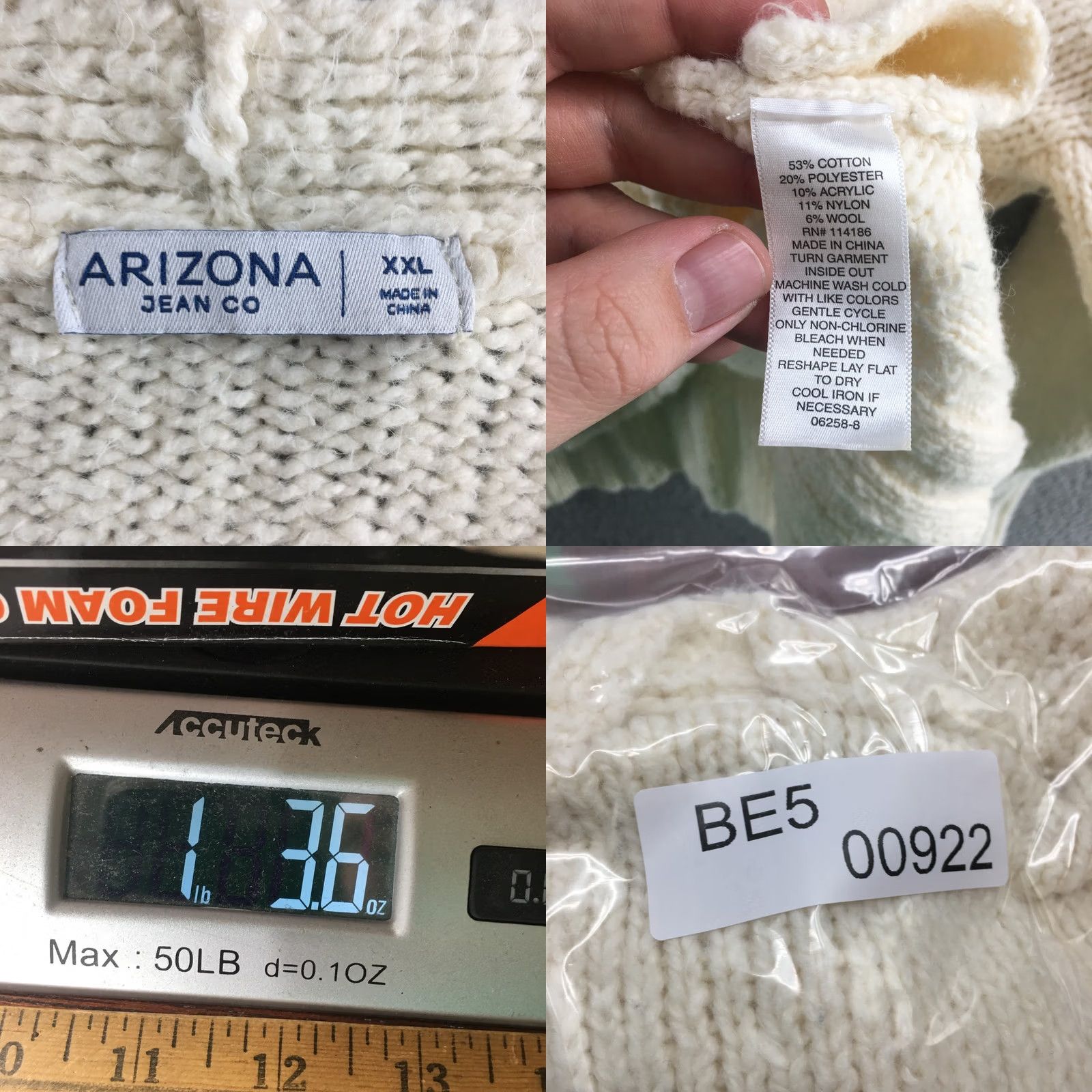 Vintage Arizona Jean Co Cardigan Sweater Womens XXL Cream Knit Long Sleeve V-Neck Casual Size XXL / US 16-18 / IT 52-54 - 9 Thumbnail