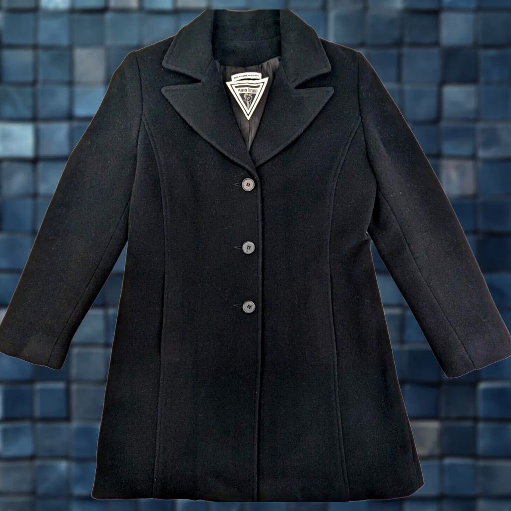 Vintage VINTAGE Marvin Richards Coat Pea Black Lined Wool Long Sleeve Button Down 38R Womens Size M / US 6-8 / IT 42-44 - 1 Thumbnail