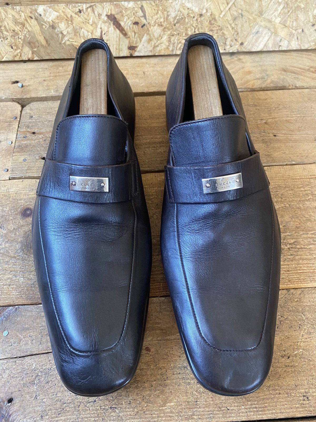Gucci Gucci gg metalic logo brown penny loafers uk 8.5 Size US 9.5 / EU 42-43 - 1 Thumbnail