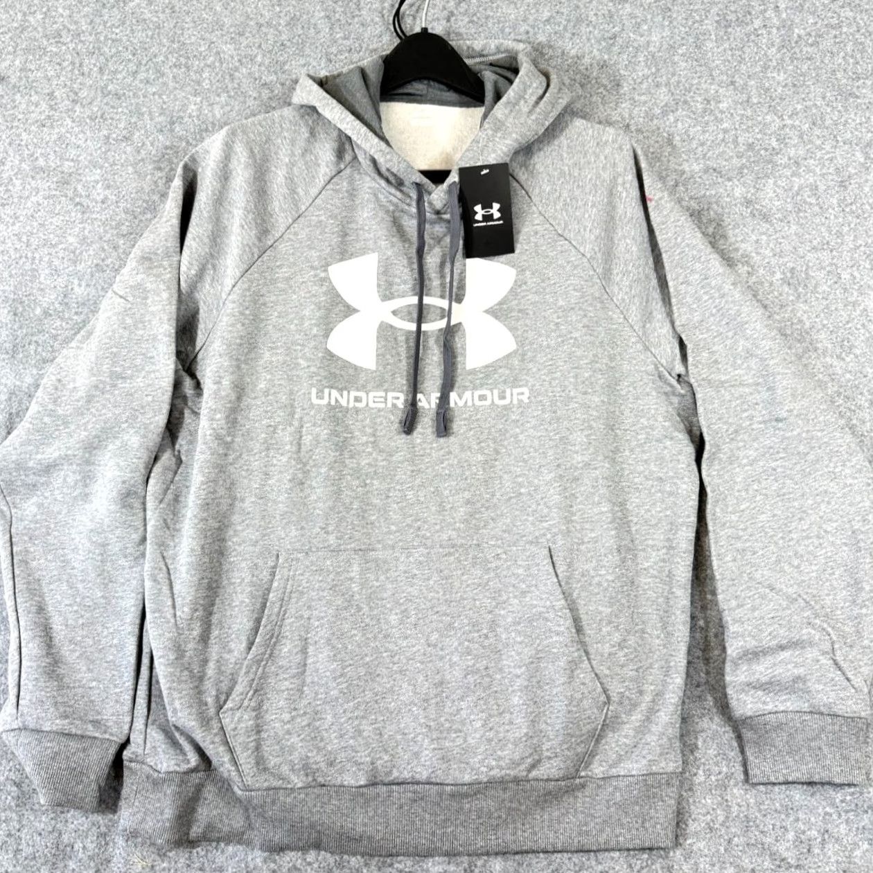Under Armour Under Armour Hooded Sweatshirt Mens L Heather Gray Raglan Sleeve Drawstring NWT Size US L / EU 52-54 / 3 - 3 Thumbnail