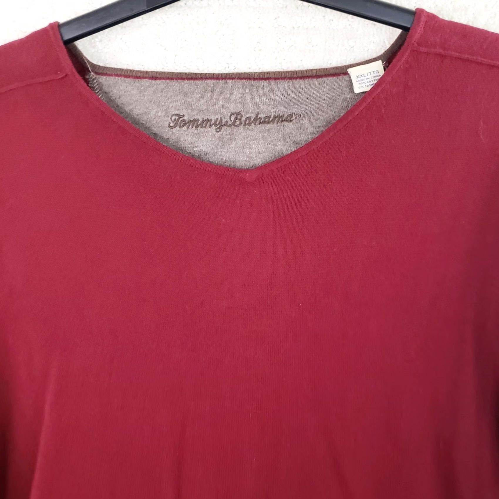 Tommy Bahama Tommy Bahama Sweater Men 2XL Maroon Cashmere Cotton V-Neck Pullover Knit Size US XXL / EU 58 / 5 - 4 Thumbnail
