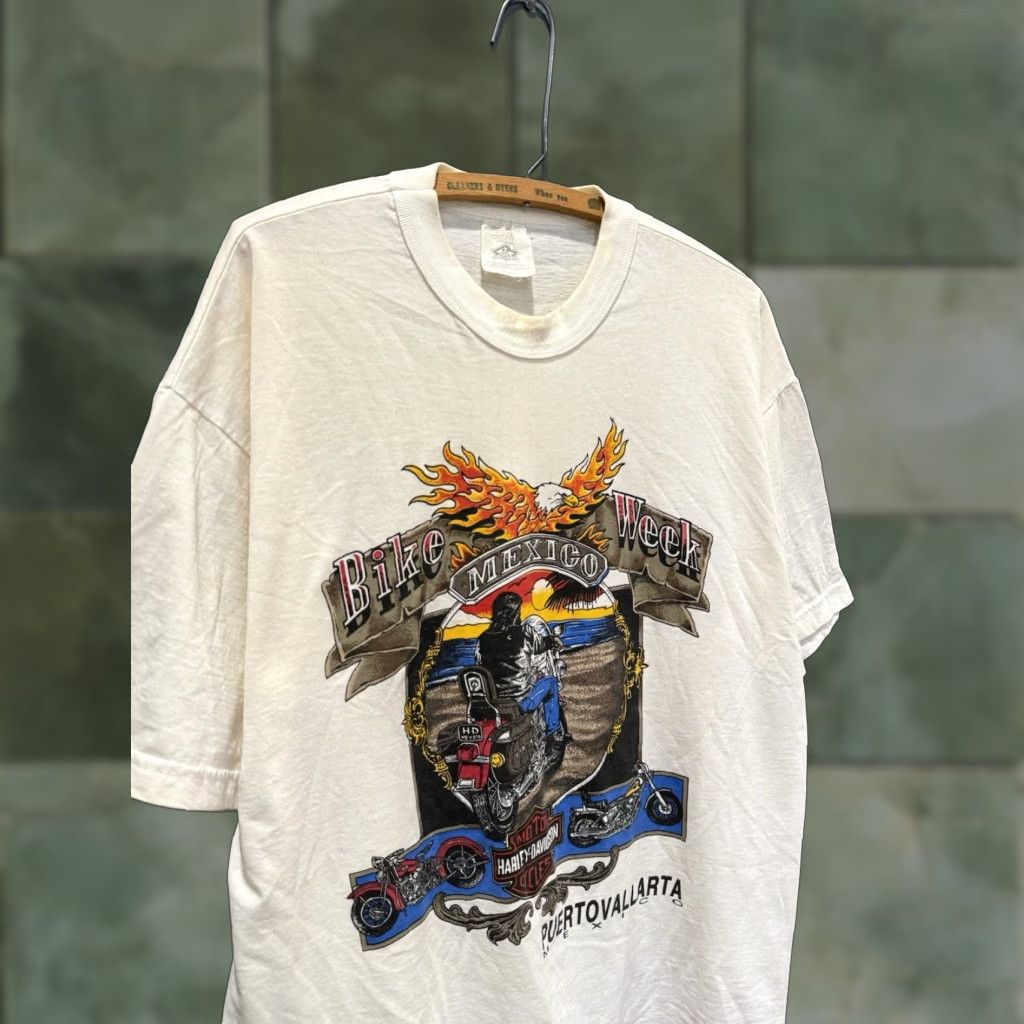 Harley Davidson VINTAGE Harley-Davidson White Tee Shirt XL Men 90s 7/10 Size US XL / EU 56 / 4 - 1 Thumbnail