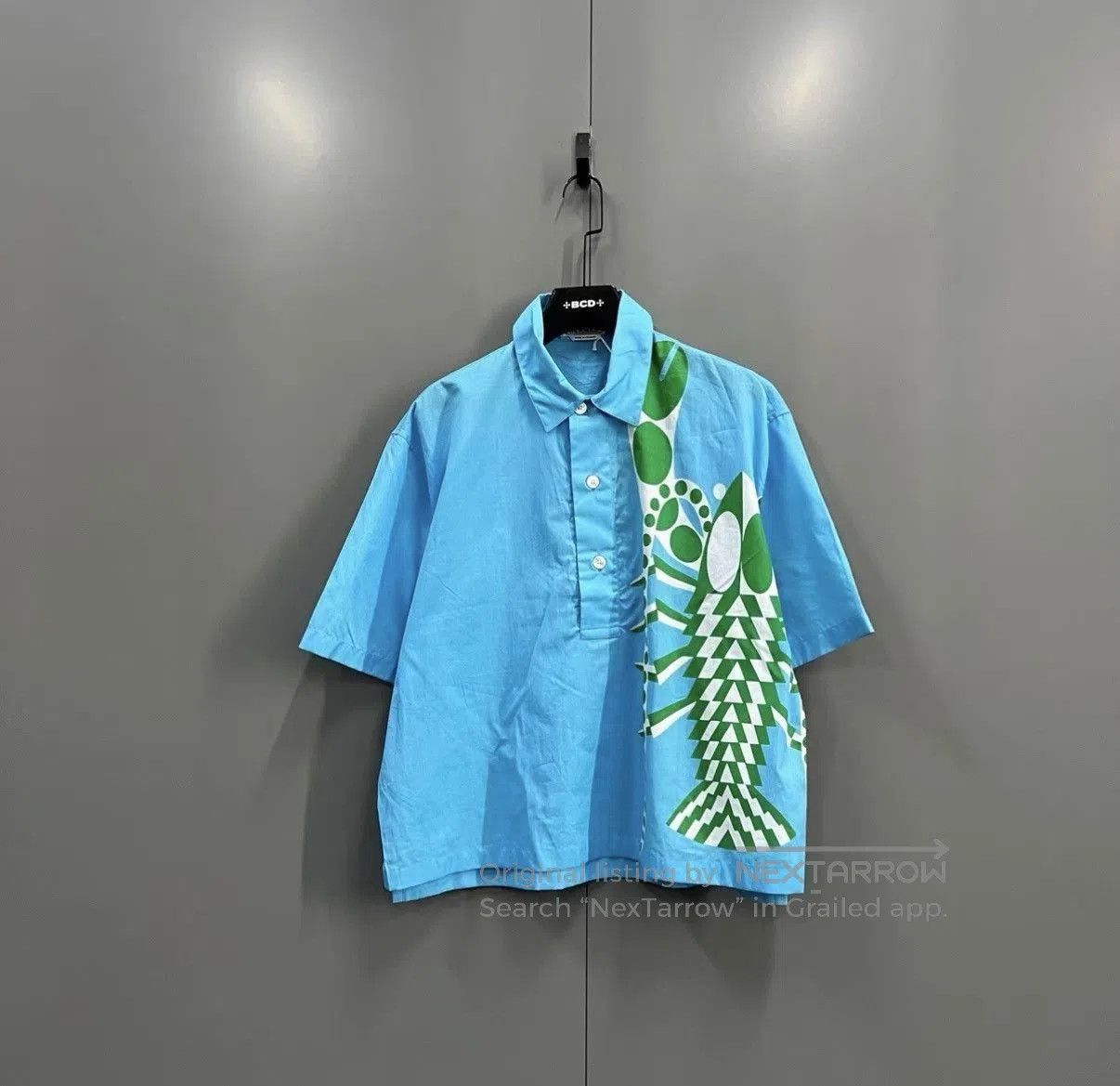 Hermes Blue Short Sleeve Shirt with Green Lobster Print. Size US M / EU 48-50 / 2 - 1 Thumbnail