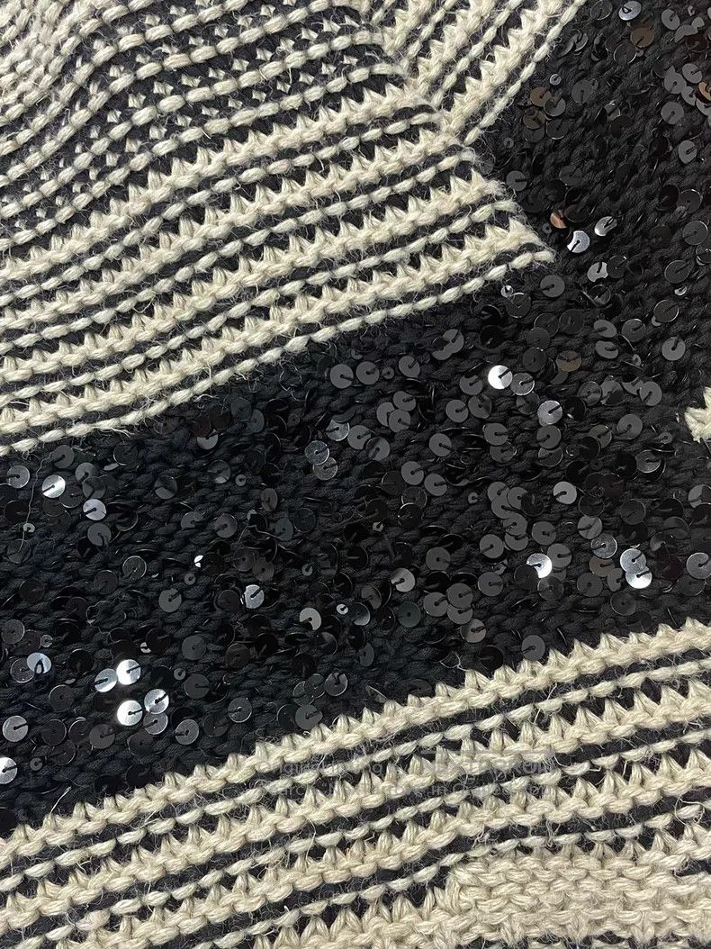 Brunello Cucinelli Brunello Cucinelli Black and White Sequin Striped Sweater Size M / US 6-8 / IT 42-44 - 2 Thumbnail