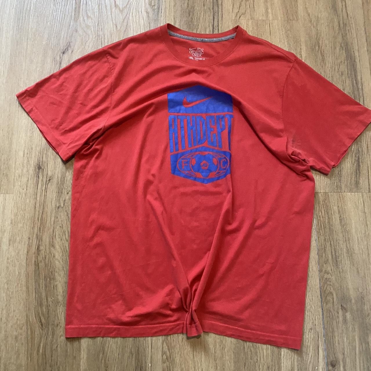 Nike 2000s y2k Red Nike Athdept Dri-Fit tie-front T-shirt Size US XXL / EU 58 / 5 - 1 Thumbnail