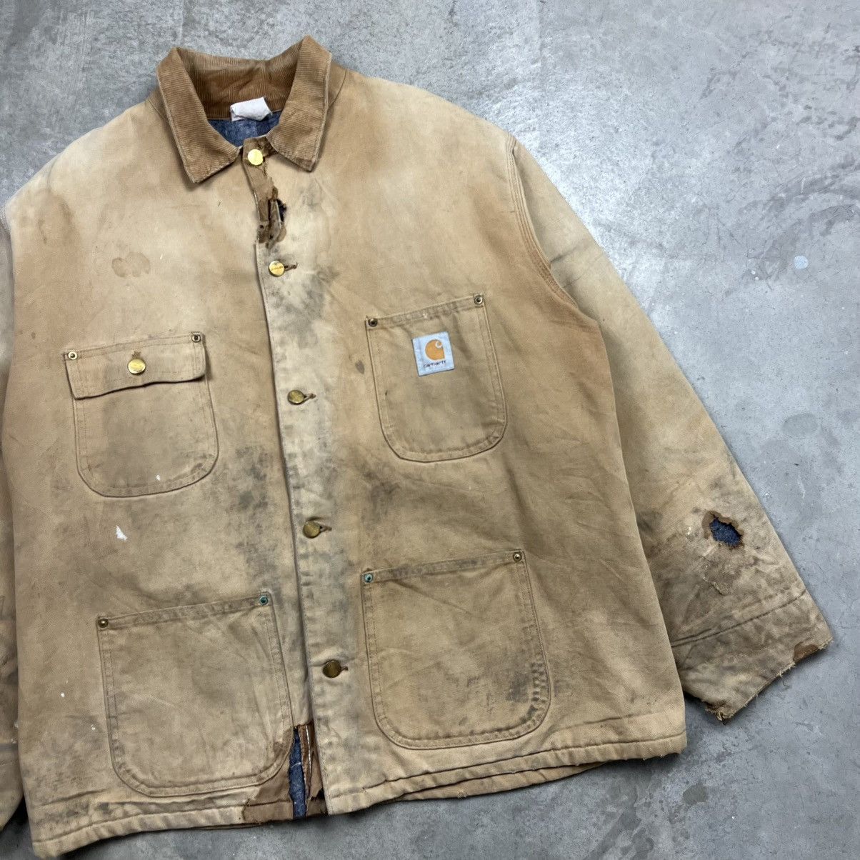 Carhartt 1990s carhartt chore jacket heavily distressed Size US XL / EU 56 / 4 - 9 Thumbnail