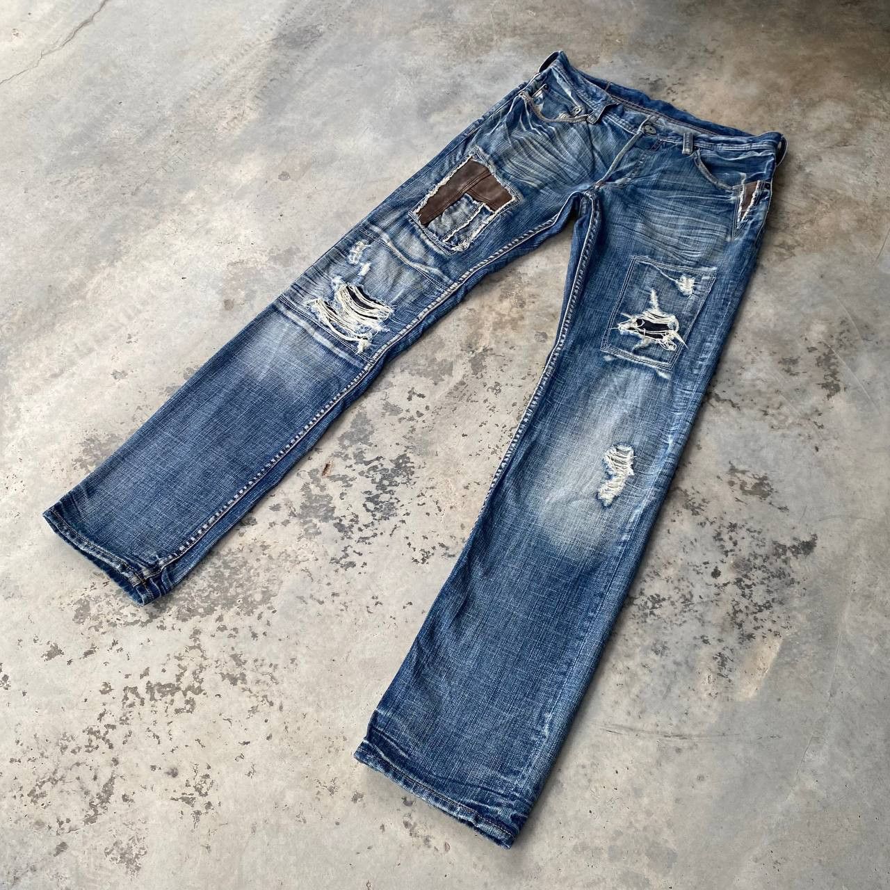 Japanese Brand Difference Rupert Japan Distressed Boro Denim Crust Punk Size US 28 / EU 44 - 3 Thumbnail