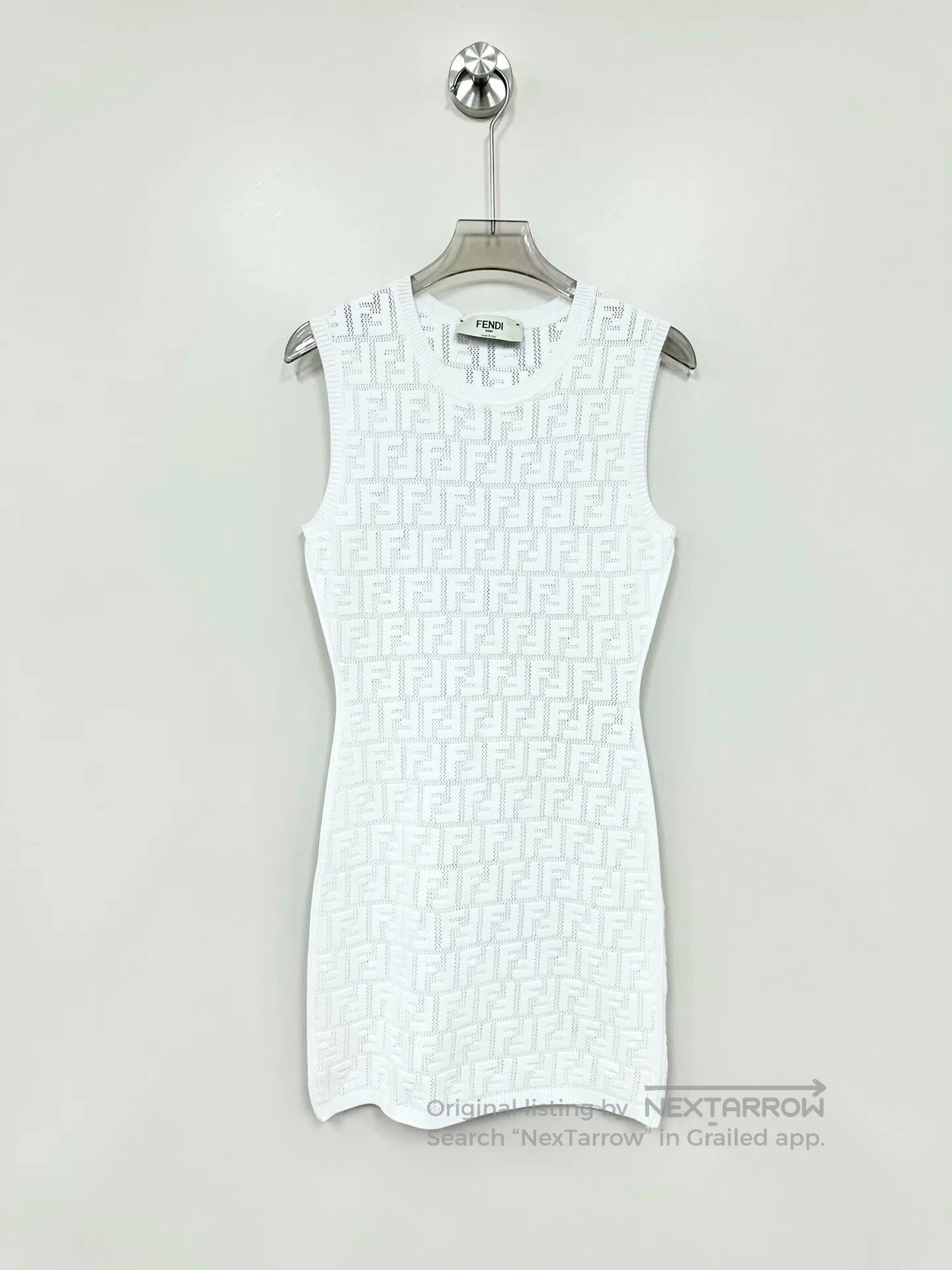 Fendi FENDI White Monogram Relief Printed Logo Knitted Dress| Size XS / US 0-2 / IT 36-38 - 1 Thumbnail