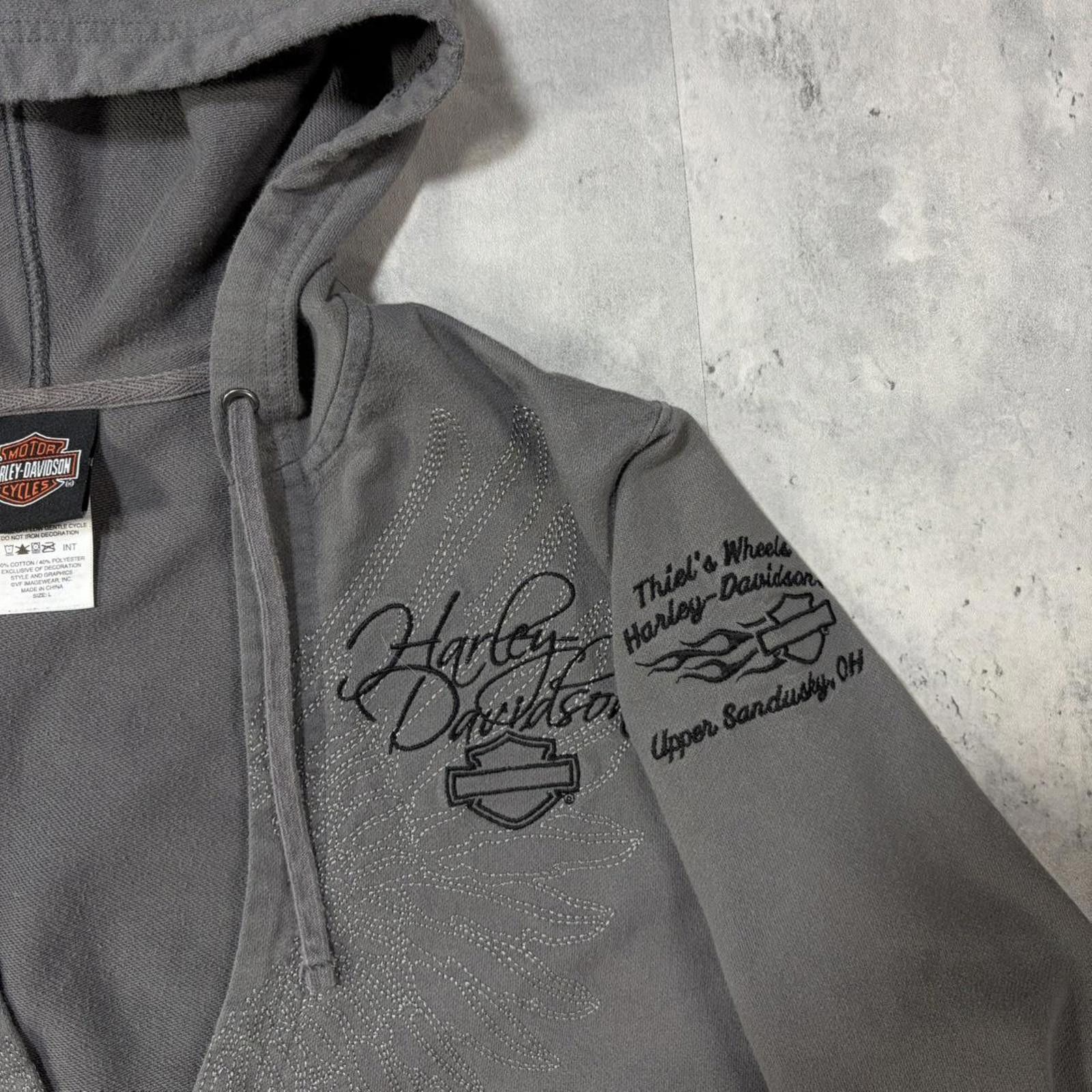 Harley Davidson Y2K Gray Harley Davidson Grunge Biker Hoodie Size L / US 10 / IT 46 - 6 Thumbnail