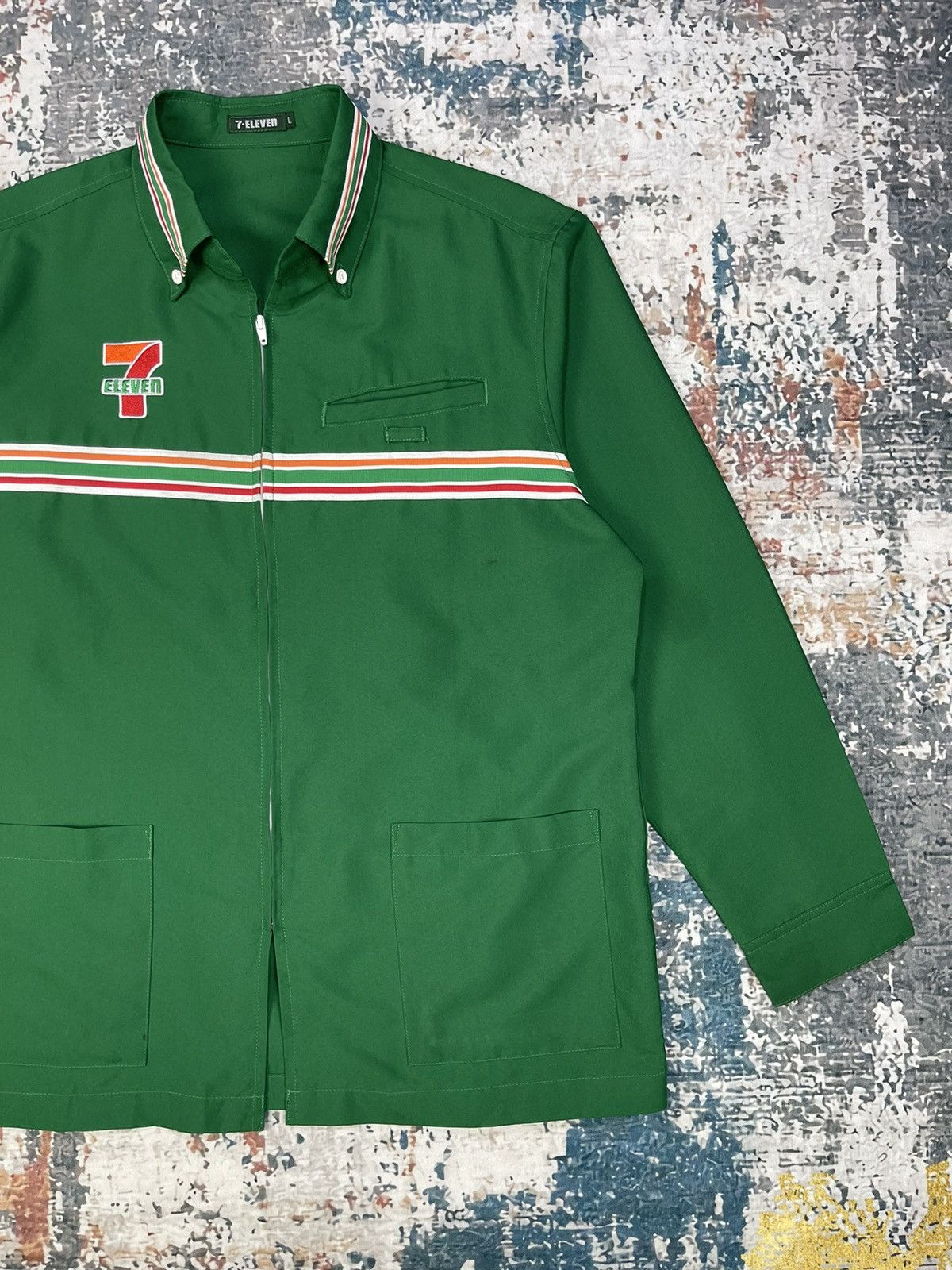 Japanese Brand Vtg 7 ELEVEN Back Spell Zipper Overshirt Uniform Size US L / EU 52-54 / 3 - 4 Thumbnail