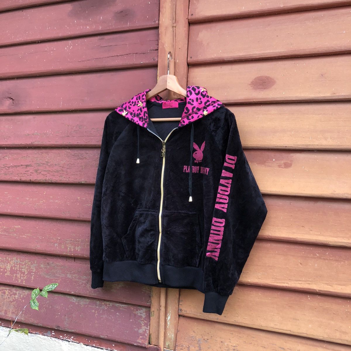Playboy Very Rare! Vintage 90s Playboy logo velvet Sweater 🍒 Size L / US 10 / IT 46 - 1 Thumbnail