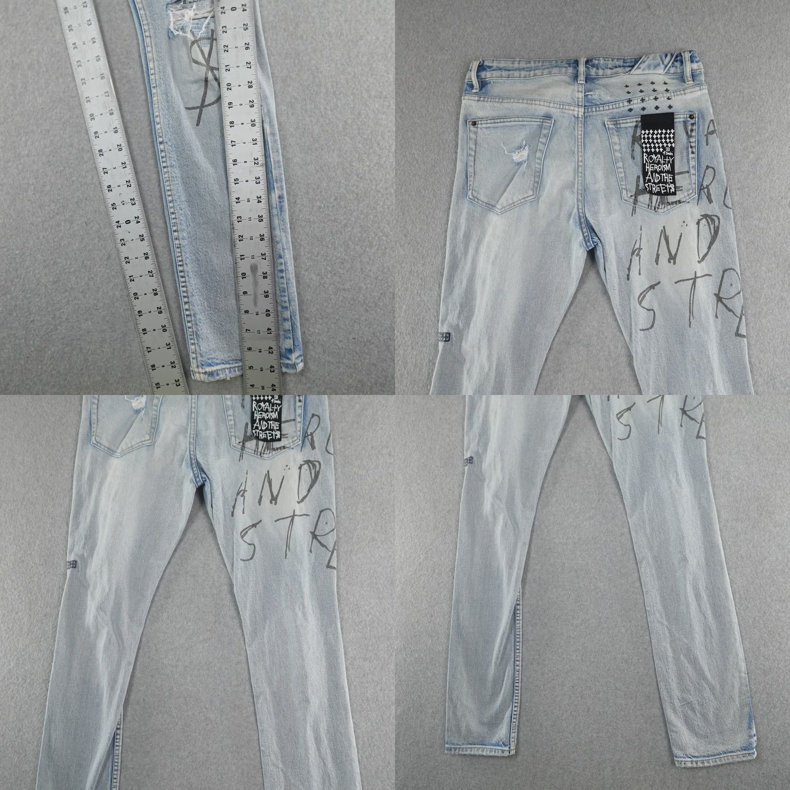 Ksubi ksubi Jeans Slim Men (33X33) Distressed Blue Denim 5-Pocket Button Closure Regular Inseam 33" Cotton Slim Fit Size US 32 / EU 48 - 9 Thumbnail