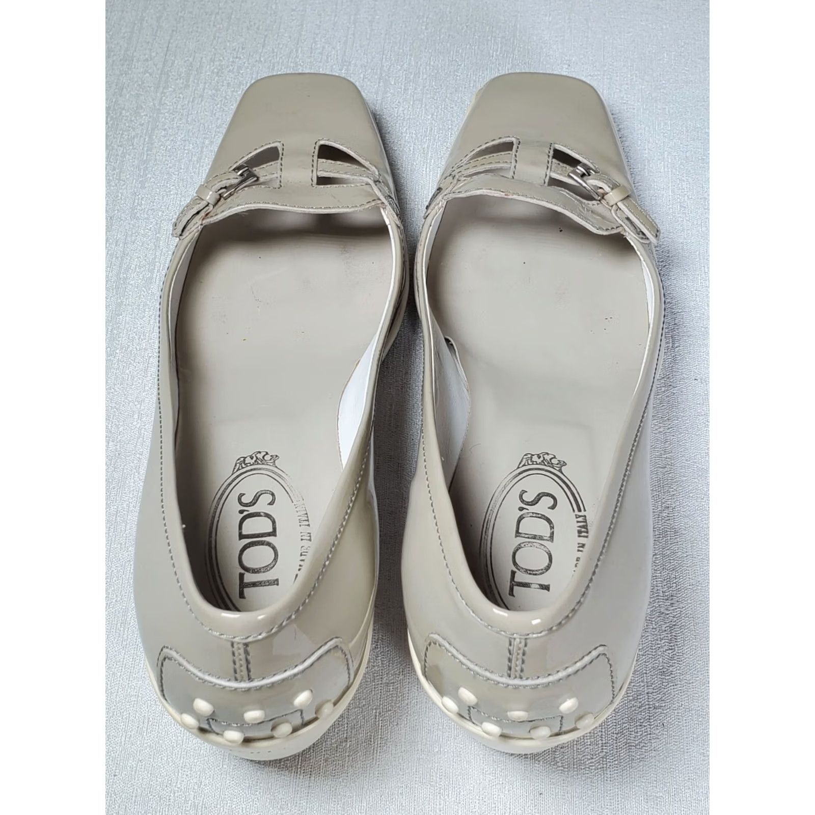 Vintage TOD's Gray Patent Leather Wedges Slip On Pumps Women's US 10 Shoes" Size US 10 / IT 40 - 7 Thumbnail