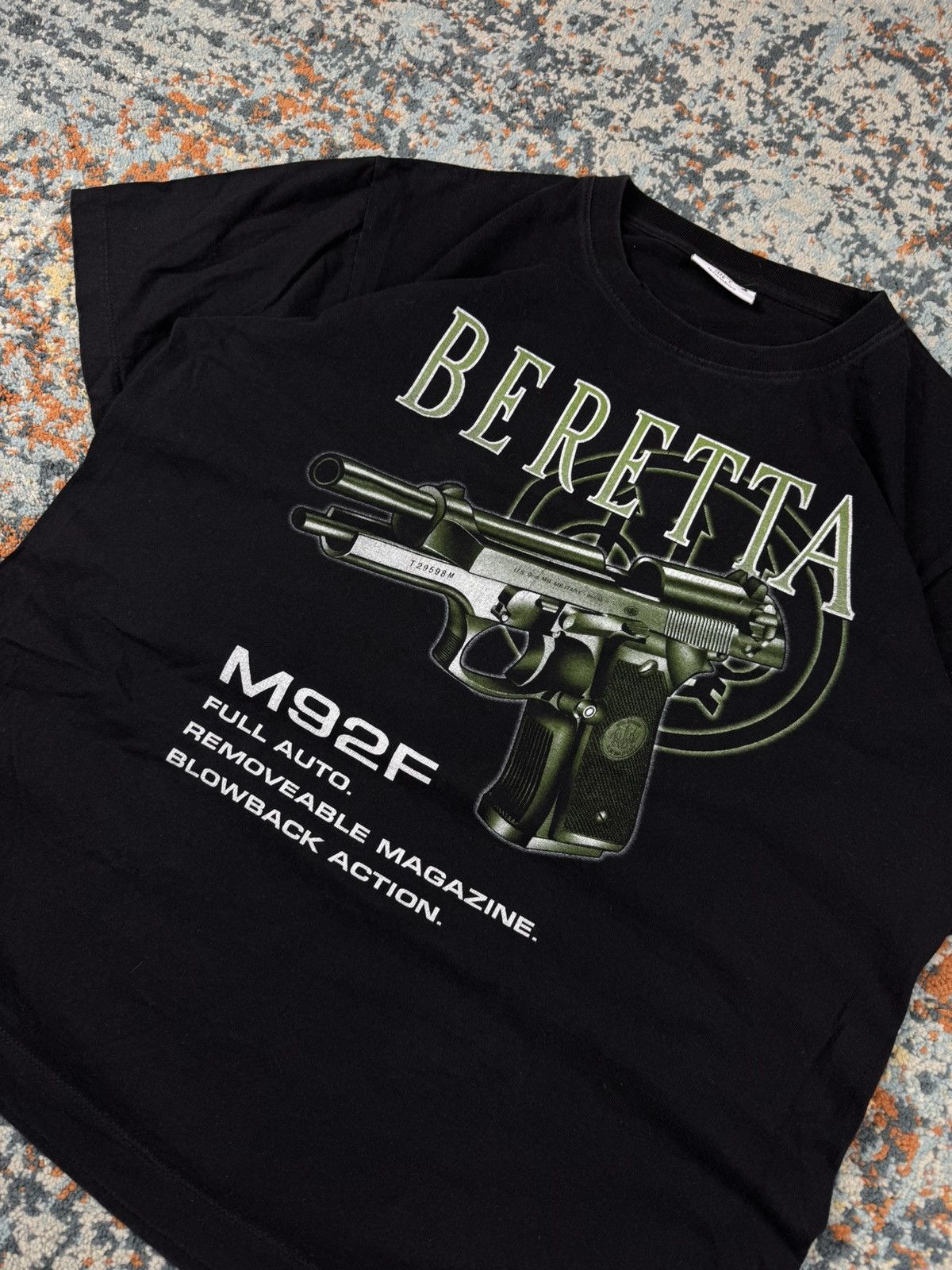 Vintage Vintage 90s Beretta M92F gun graphic promo tee Size US L / EU 52-54 / 3 - 4 Thumbnail