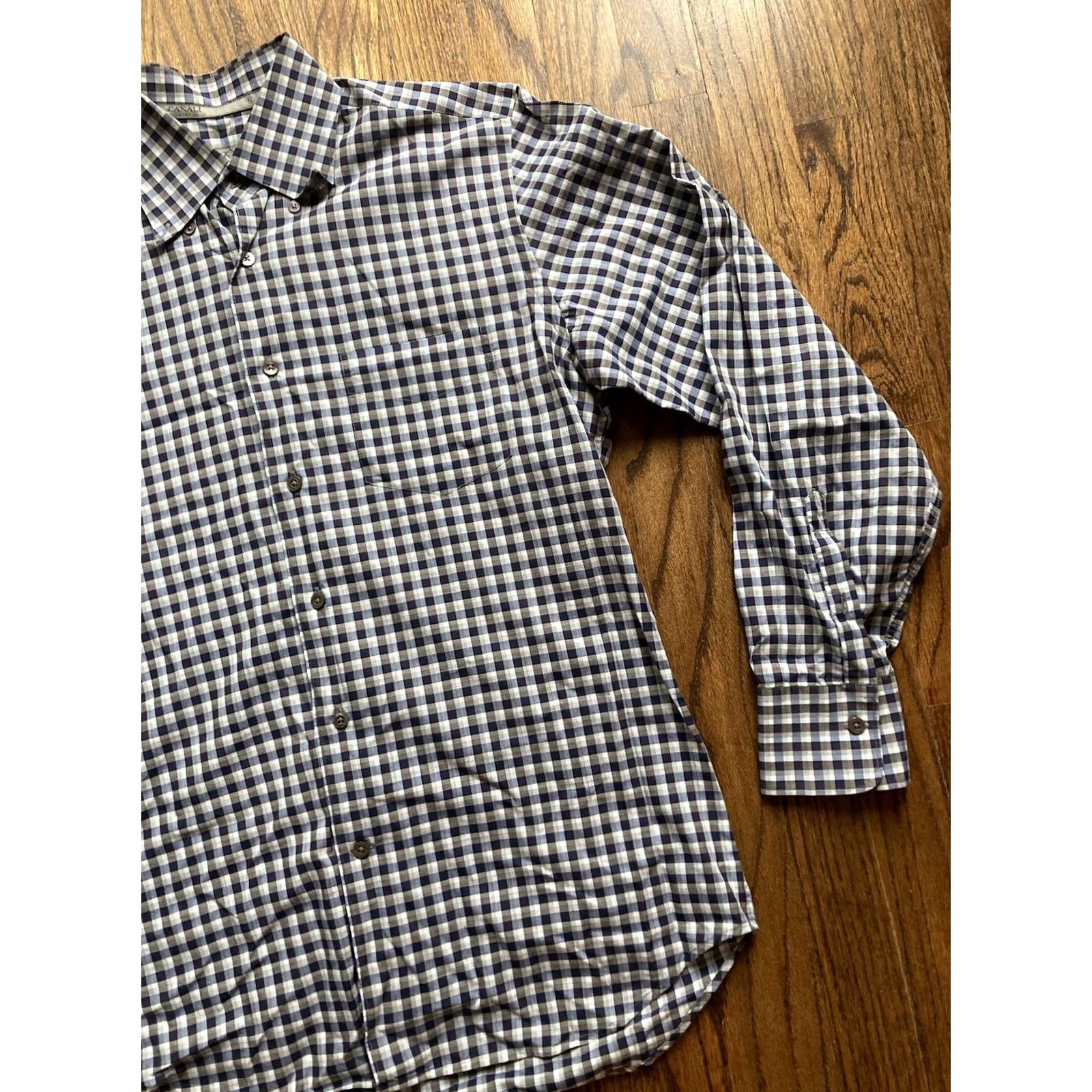 Canali Canali Blue Plaid Long Sleeve Shirt Mens Size M Button Up Made In Italy Size US M / EU 48-50 / 2 - 3 Thumbnail