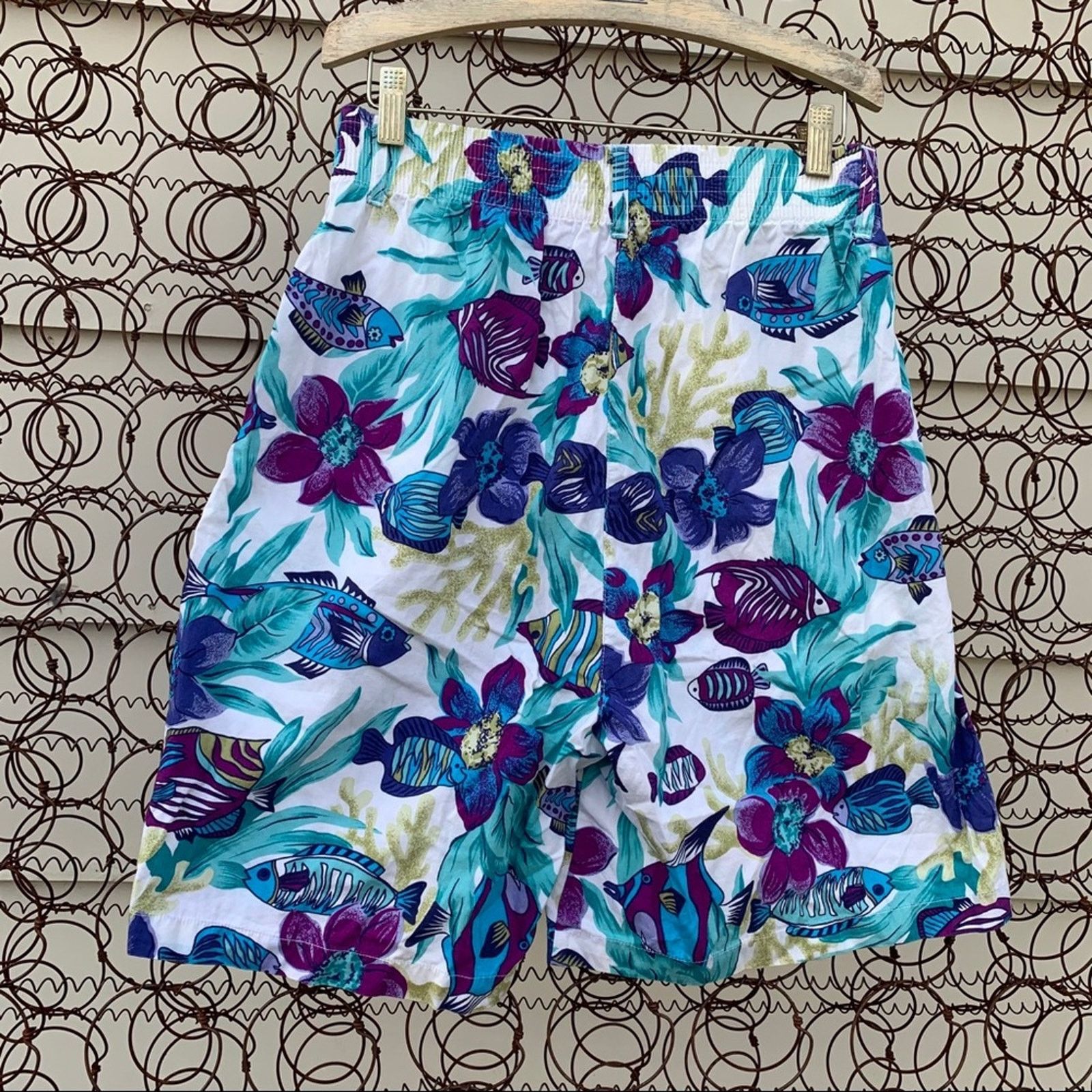Vintage Vintage 90s culottes shorts tropical fish SMALL/MEDIUM Size 27" / US 4 / IT 40 - 2 Thumbnail
