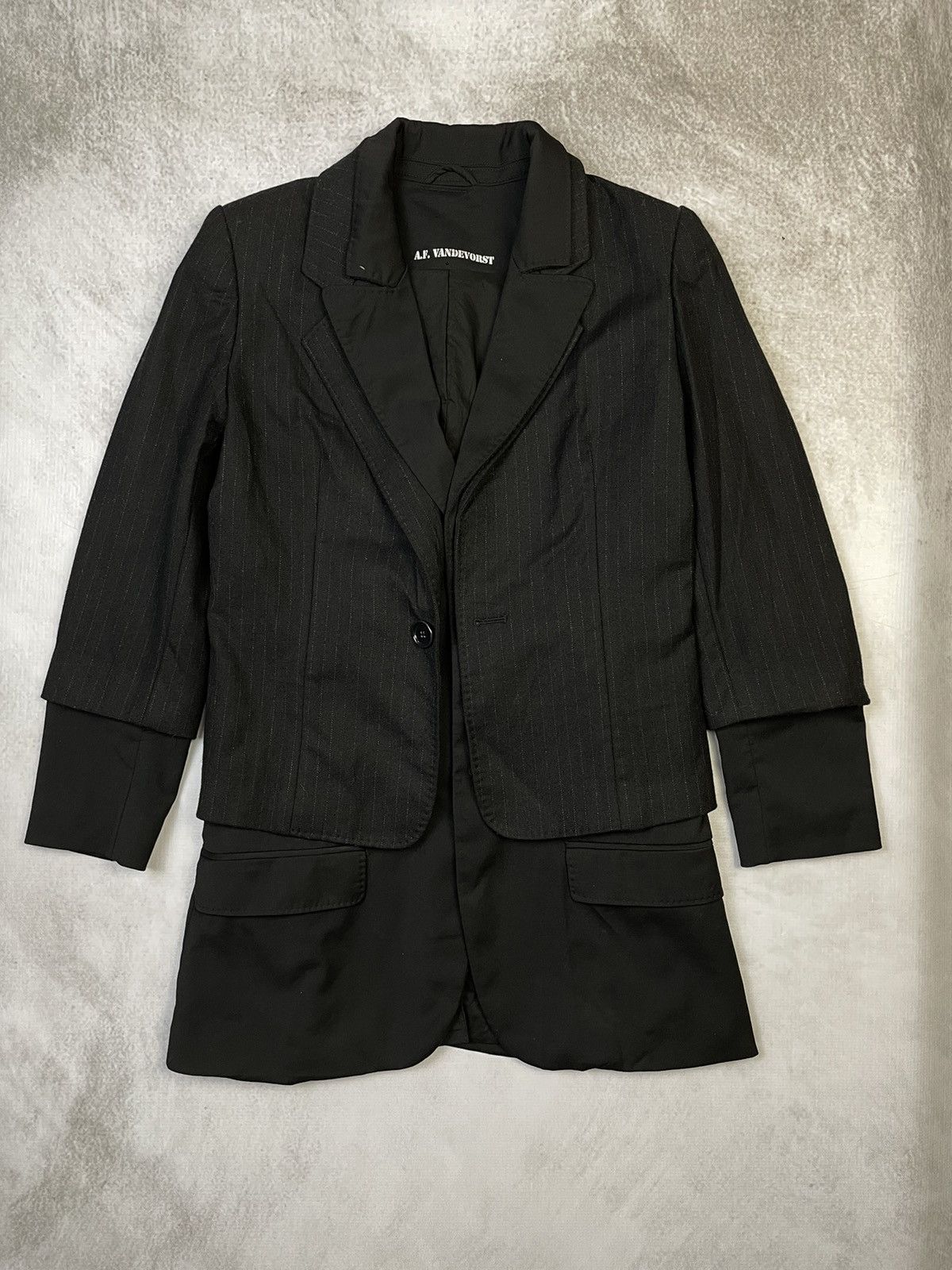 A.F. Vandevorst FW08 A.F. Vandevorst Layered Hybrid Tailored Jacket Size XS / US 0-2 / IT 36-38 - 10 Thumbnail