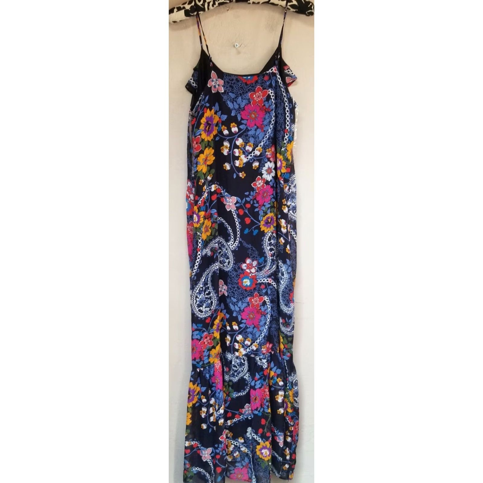 Vintage ECI New York Womens Spaghetti Strap Paisley Floral Ruffle Maxi Dress Size Small Size S / US 4 / IT 40 - 2 Thumbnail