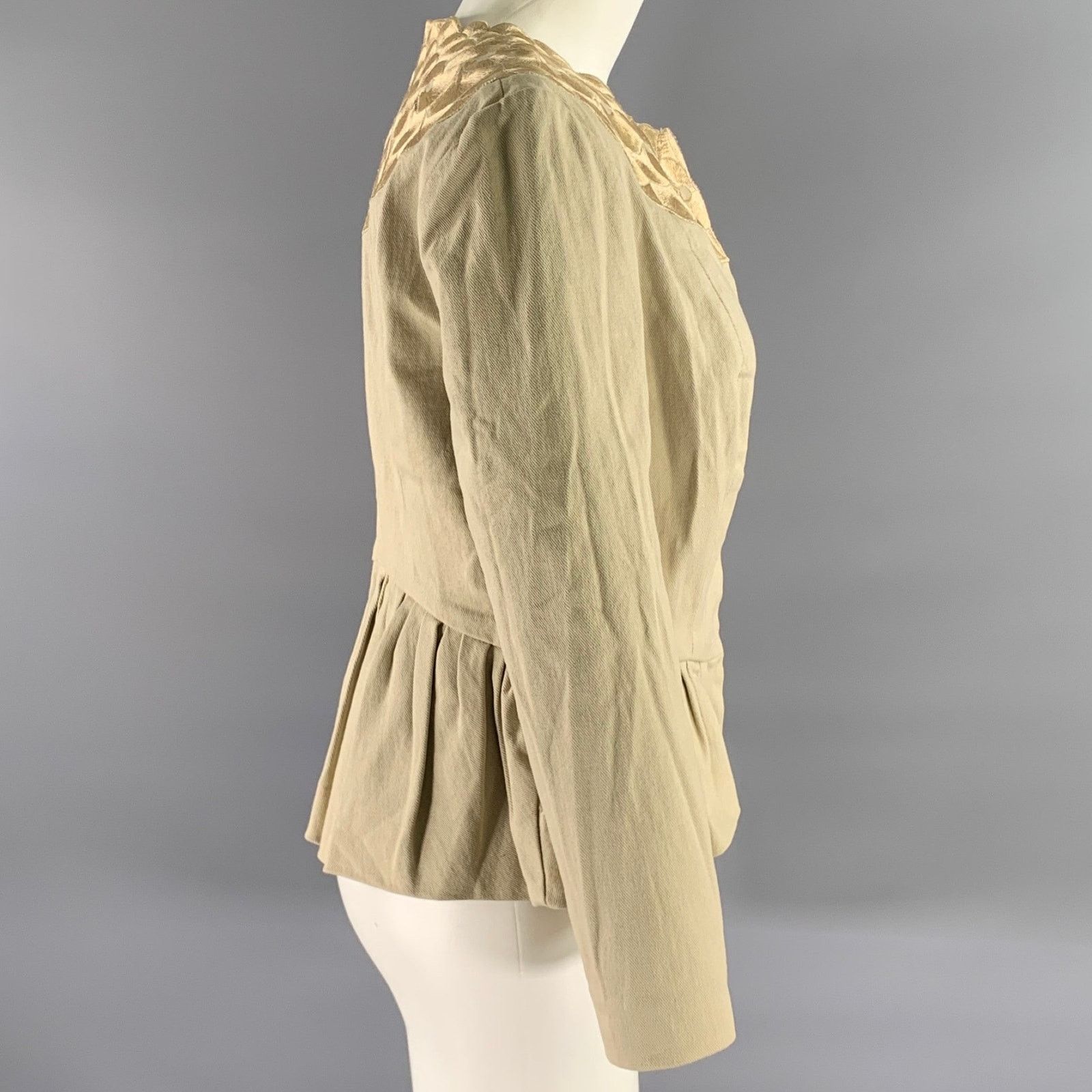 Ports 1961 PORTS 1961 Size 12 Khaki Cotton Blend Embroidered Jacket Size XL / US 12-14 / IT 48-50 - 3 Thumbnail