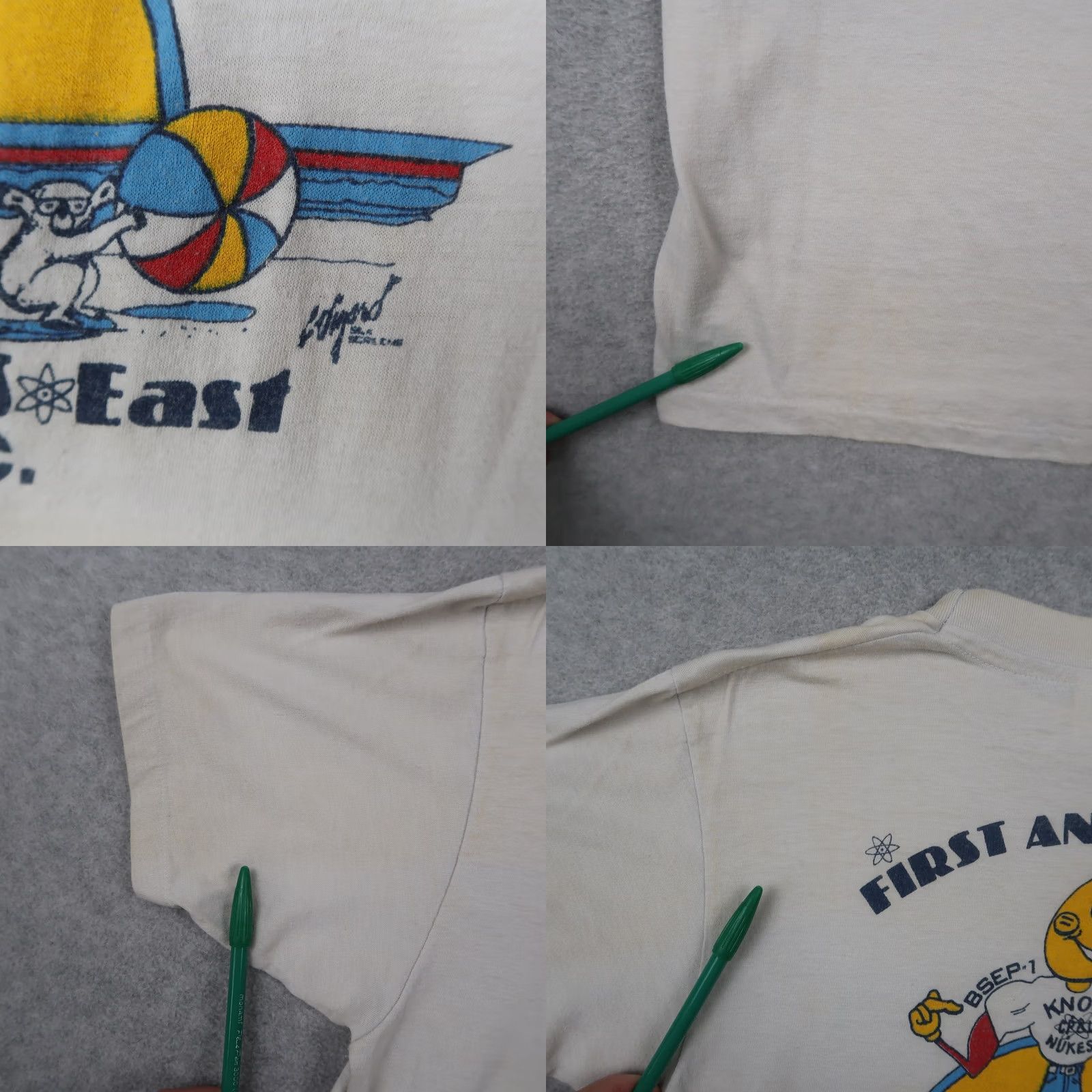 Hanes Vintage Nuke Never Hurt Anyone Nuclear BSEP T-Shirt Mens M Medium Ivory USA Size US M / EU 48-50 / 2 - 10 Thumbnail