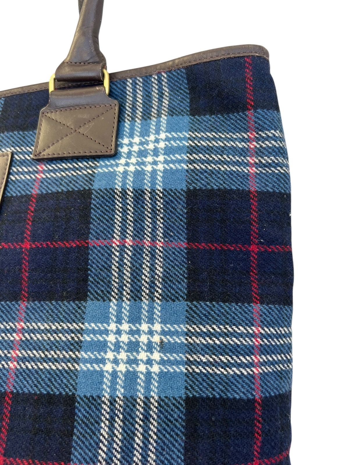 Leather The Scotch House Leather Cotton Plaid Tote Bag Size ONE SIZE - 9 Thumbnail