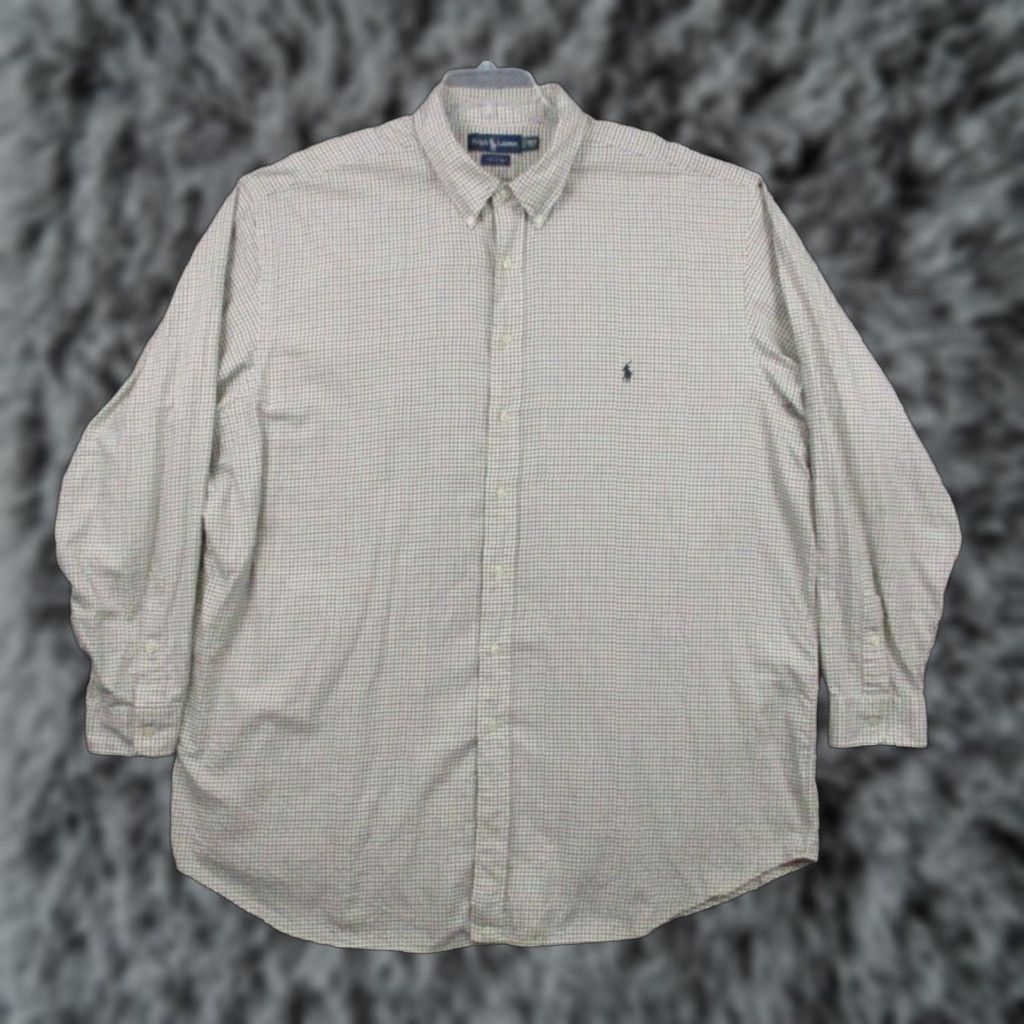 Ralph Lauren Ralph Lauren Shirt 3XLT Tall Button-Down Check Blue Pony On Eggshell Beige Cotton Size US XXL / EU 58 / 5 - 1 Thumbnail