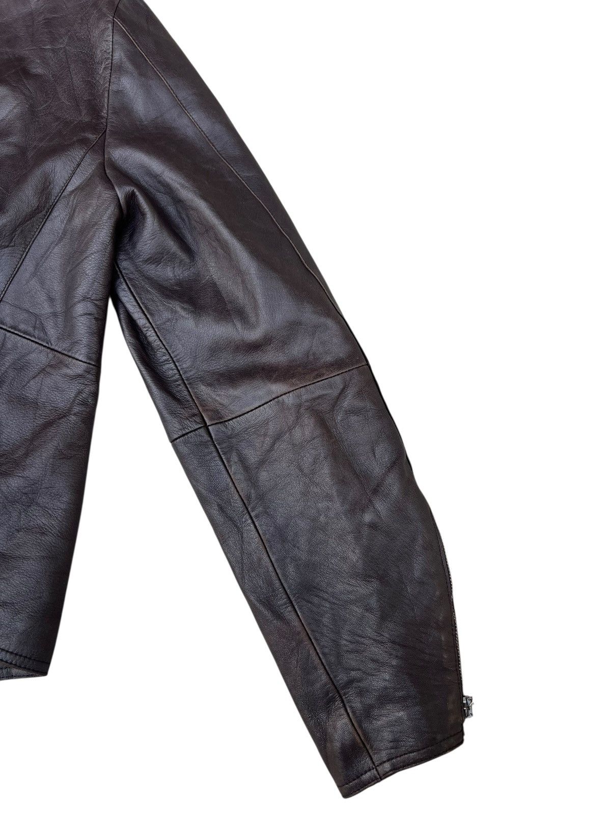 Emporio Armani Vintage Emporio Armani Faded Patina Leather Racer Jacket Size US M / EU 48-50 / 2 - 23 Thumbnail