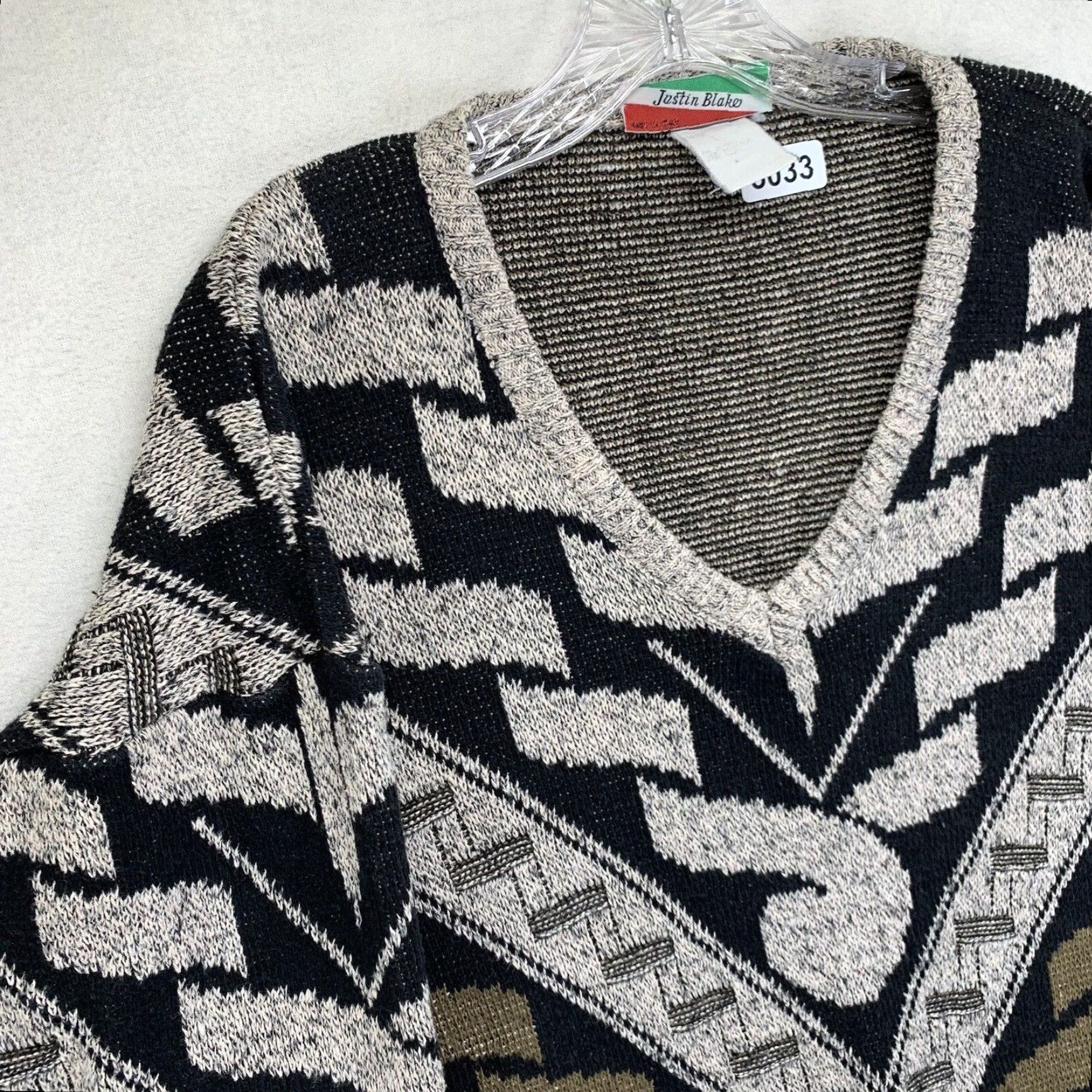 Vintage Vintage Justin Blake Sweater Men Large Pullover 90s Grunge Geometric Chunky Knit Fall Winter Size US L / EU 52-54 / 3 - 7 Thumbnail
