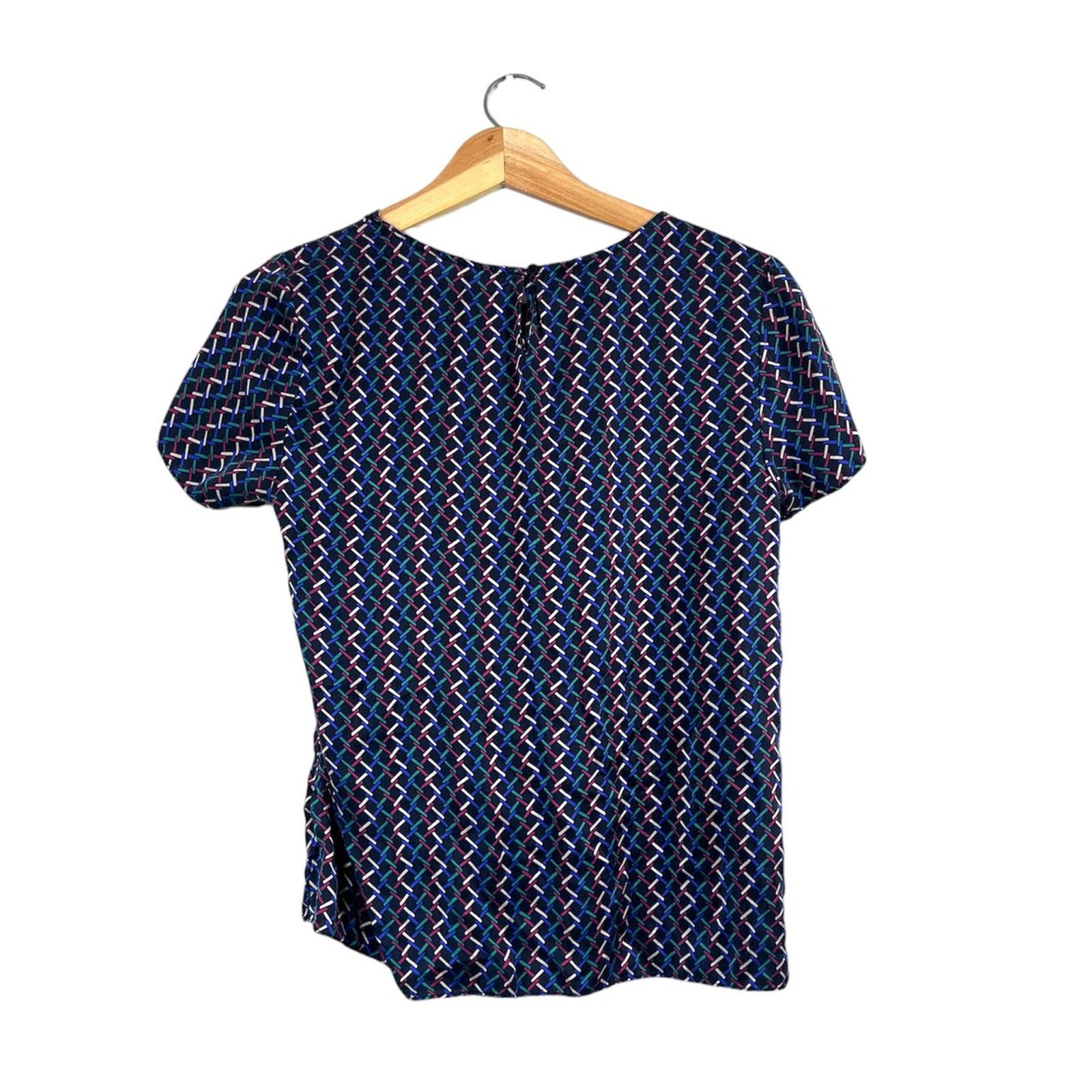Talbots Women's Blue Silk Multicolored Talbots Blouse 10P Size L / US 10 / IT 46 - 2 Thumbnail