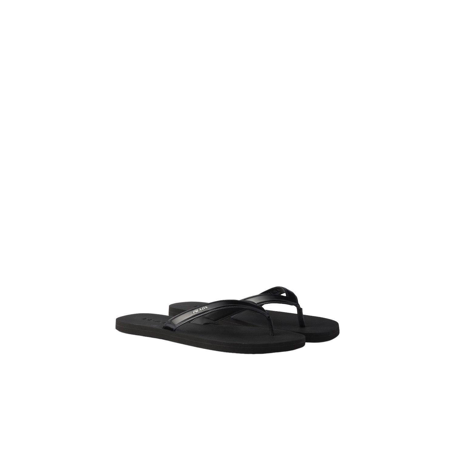 Prada PRADA $850 Black Leather Flip Flops New & Authentic (Men's s Size US 8 / EU 41 - 1 Thumbnail