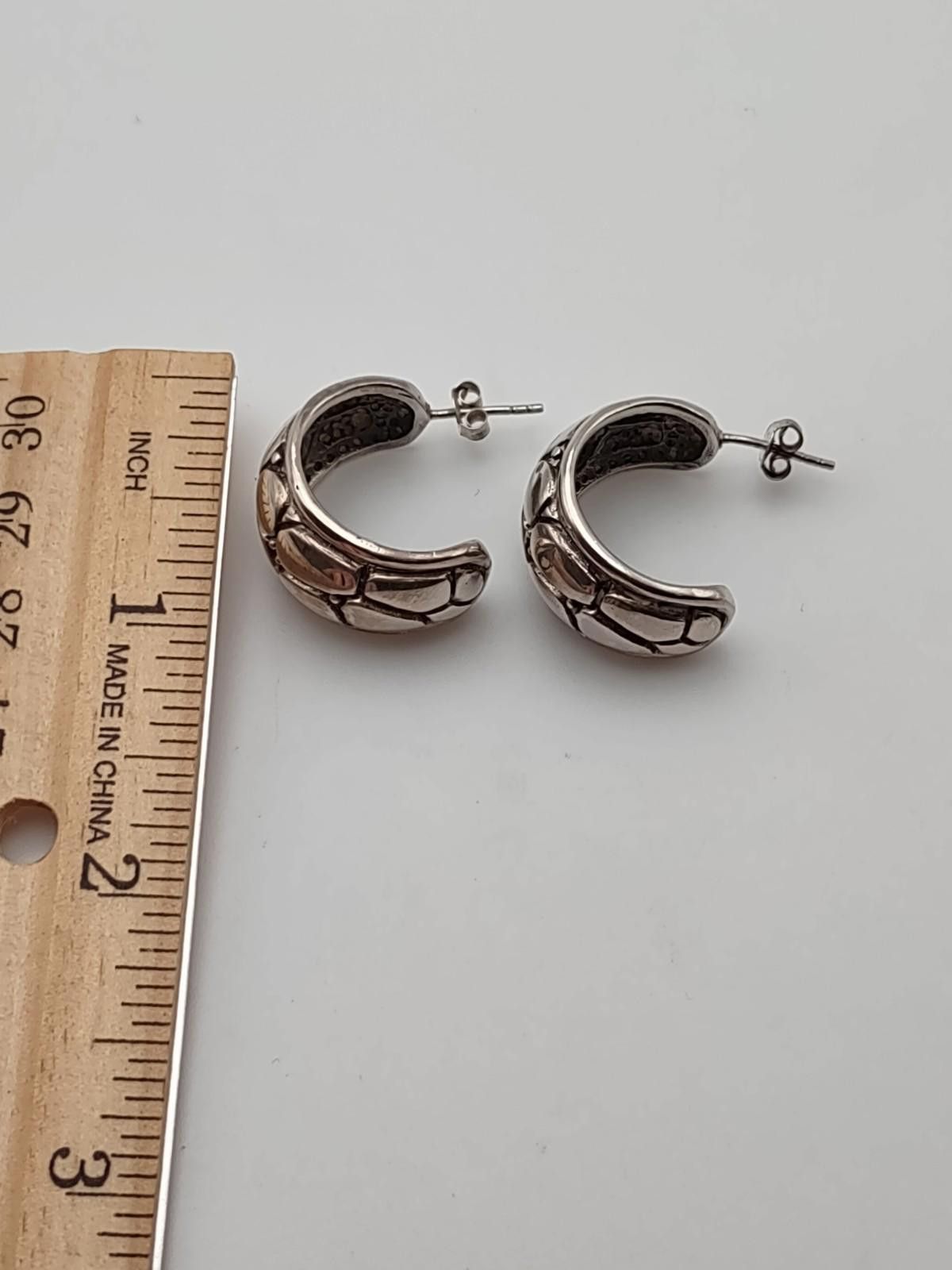 Sterling Silver Sterling Silver Chunky Hoop Earrings 925 Heavy Modern Size ONE SIZE - 4 Thumbnail
