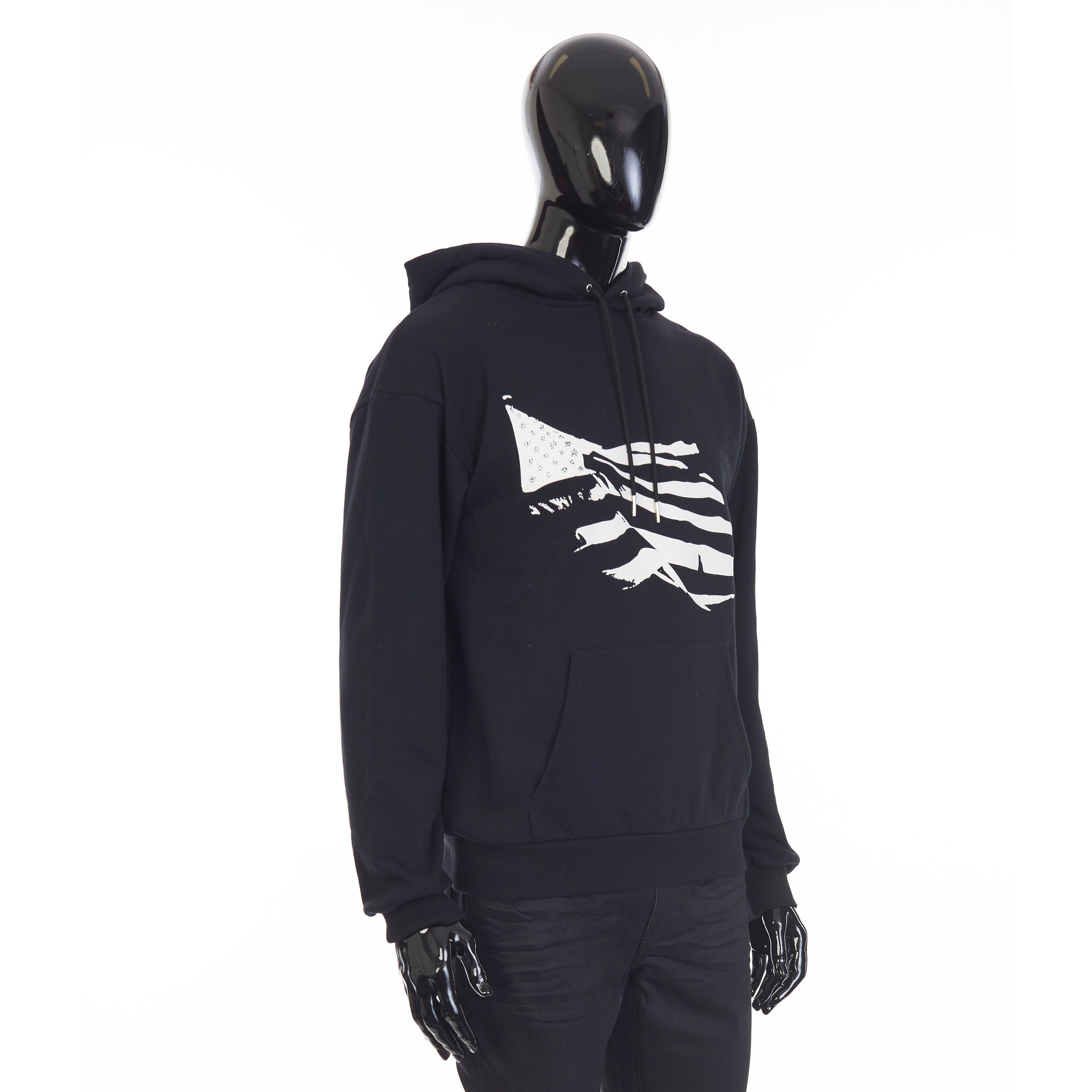 Celine Black Hoodie Sweatshirt - Flag Print, Rhinestone Embroidery Size US S / EU 44-46 / 1 - 8 Thumbnail