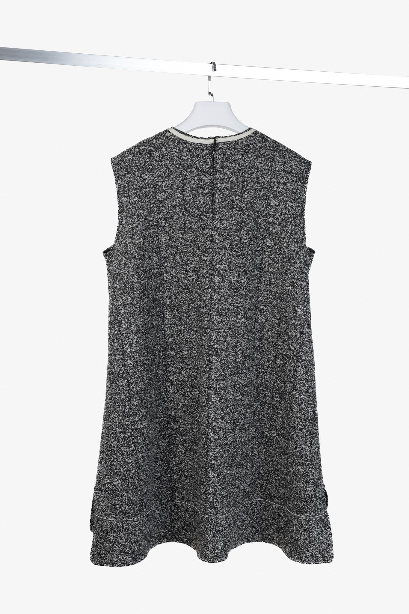 Marie Saint Pierre Marie Saint Pierre Grey Tweed Trapeze Style Dress Size L / US 10 / IT 46 - 2 Thumbnail