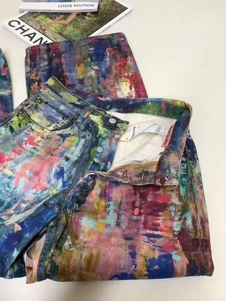 Acne Studios Acne Studios Wide-Leg Graffiti Denim Pants Size US 34 / EU 50 - 6 Thumbnail