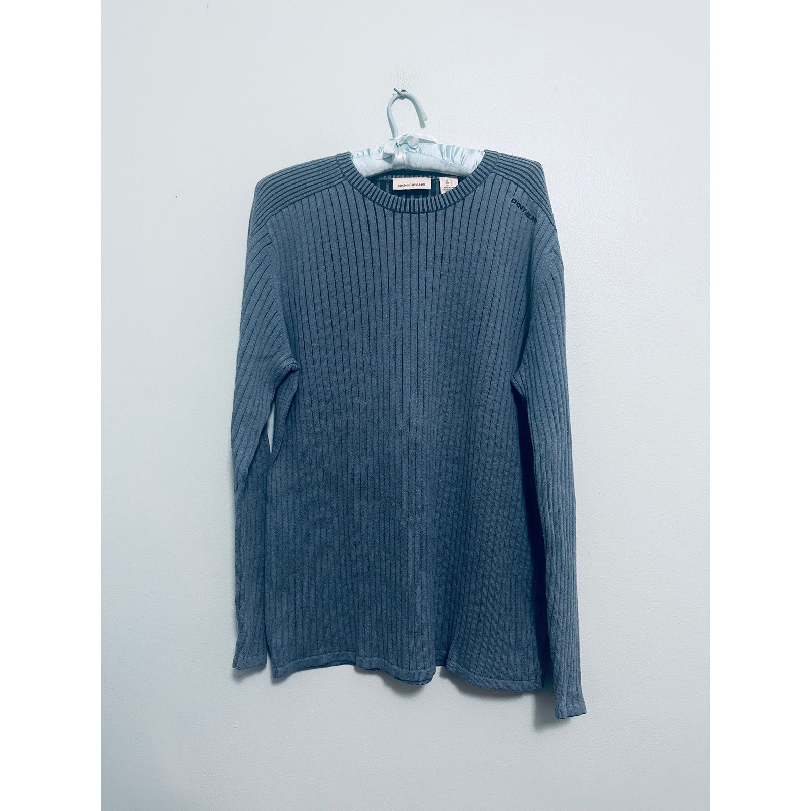 DKNY DKNY Jeans blue contrast ribbed sweater size L Size US L / EU 52-54 / 3 - 2 Thumbnail