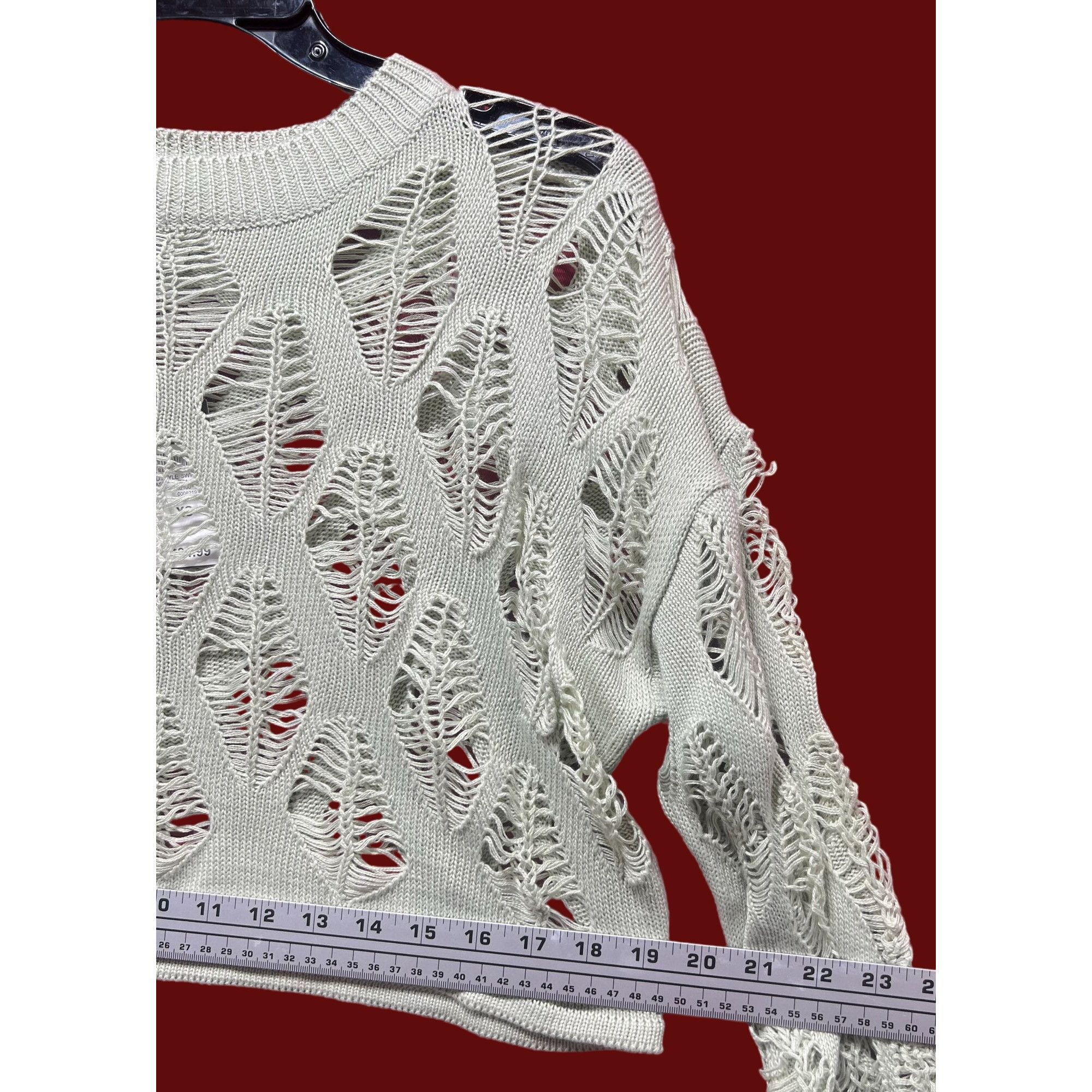 rue21 Rue 21 - Women's Openwork Knit Cropped Sweater - Pastel Gree Size XS / US 0-2 / IT 36-38 - 5 Thumbnail