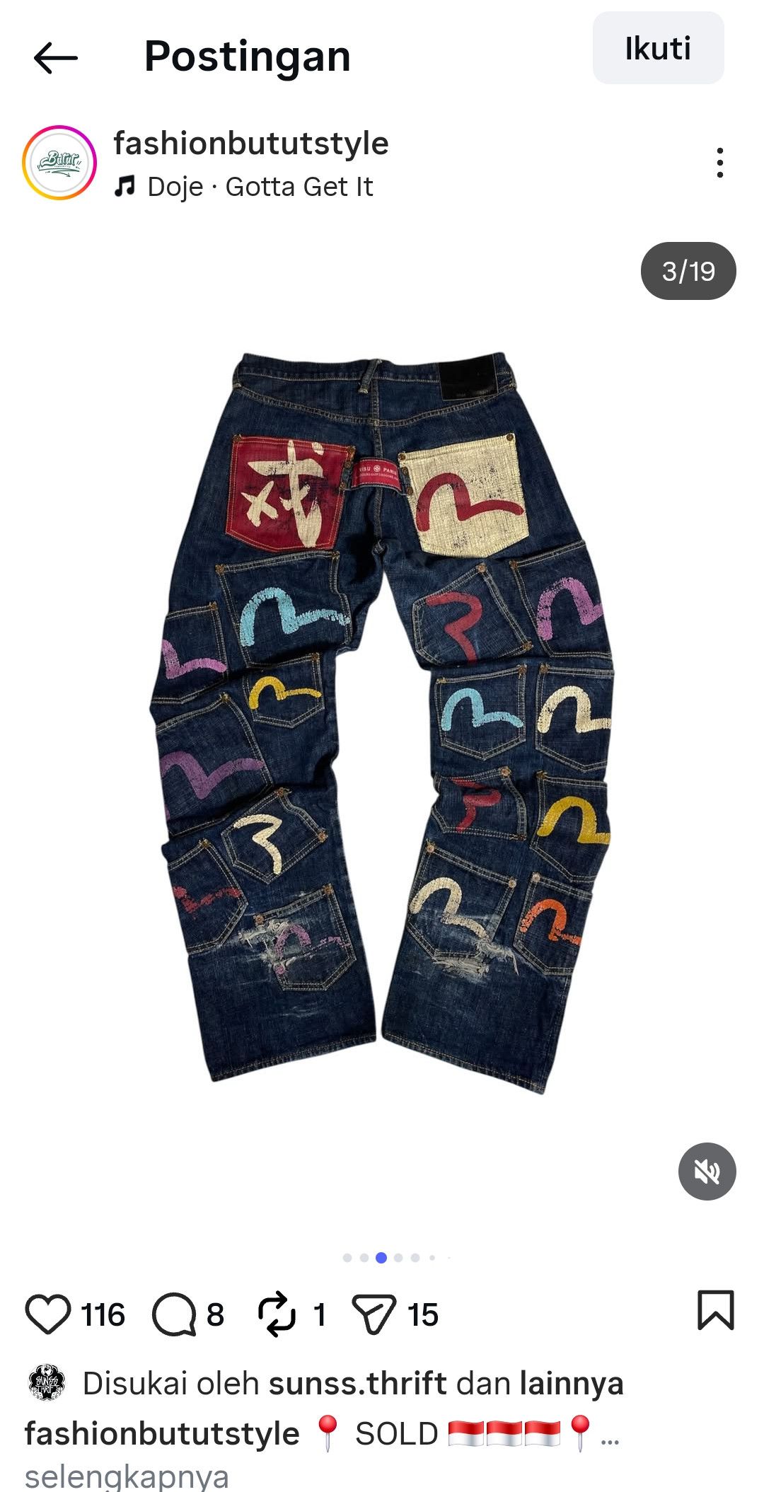 Evisu TRAVIS SCOOT EVISU MULTI POCKET DENIM JEANS LOT 0065 Size US 34 / EU 50 - 3 Thumbnail