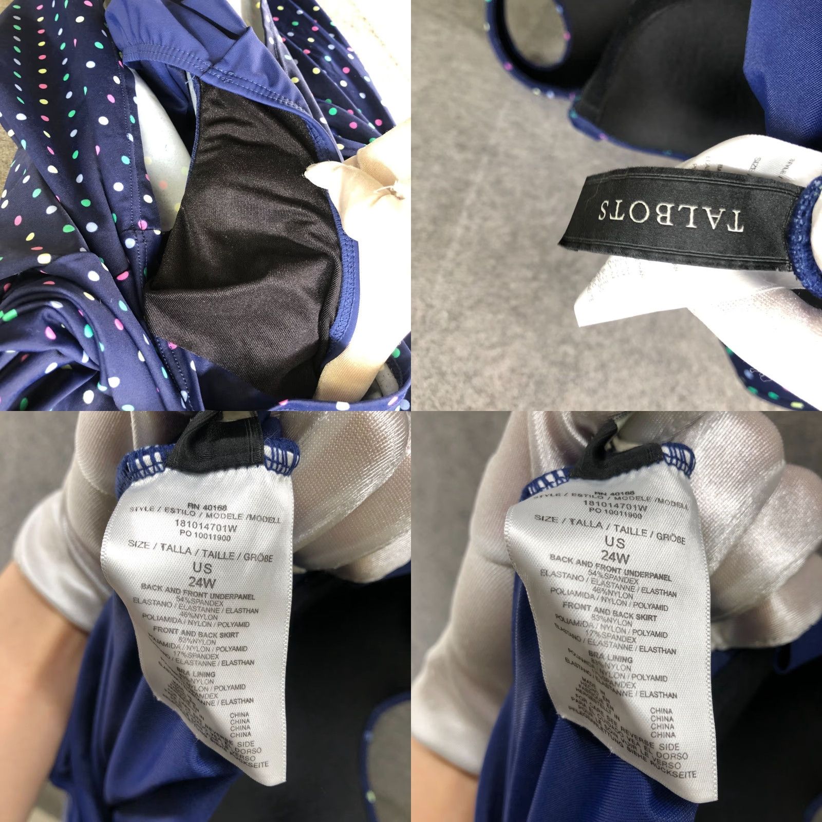 Talbots VINTAGE Talbots Swim Dress 24W Blue Polka Dot Padded One Piece Swimsuit Women 24W Ball? Size 4XL / US 24-26 - 8 Thumbnail