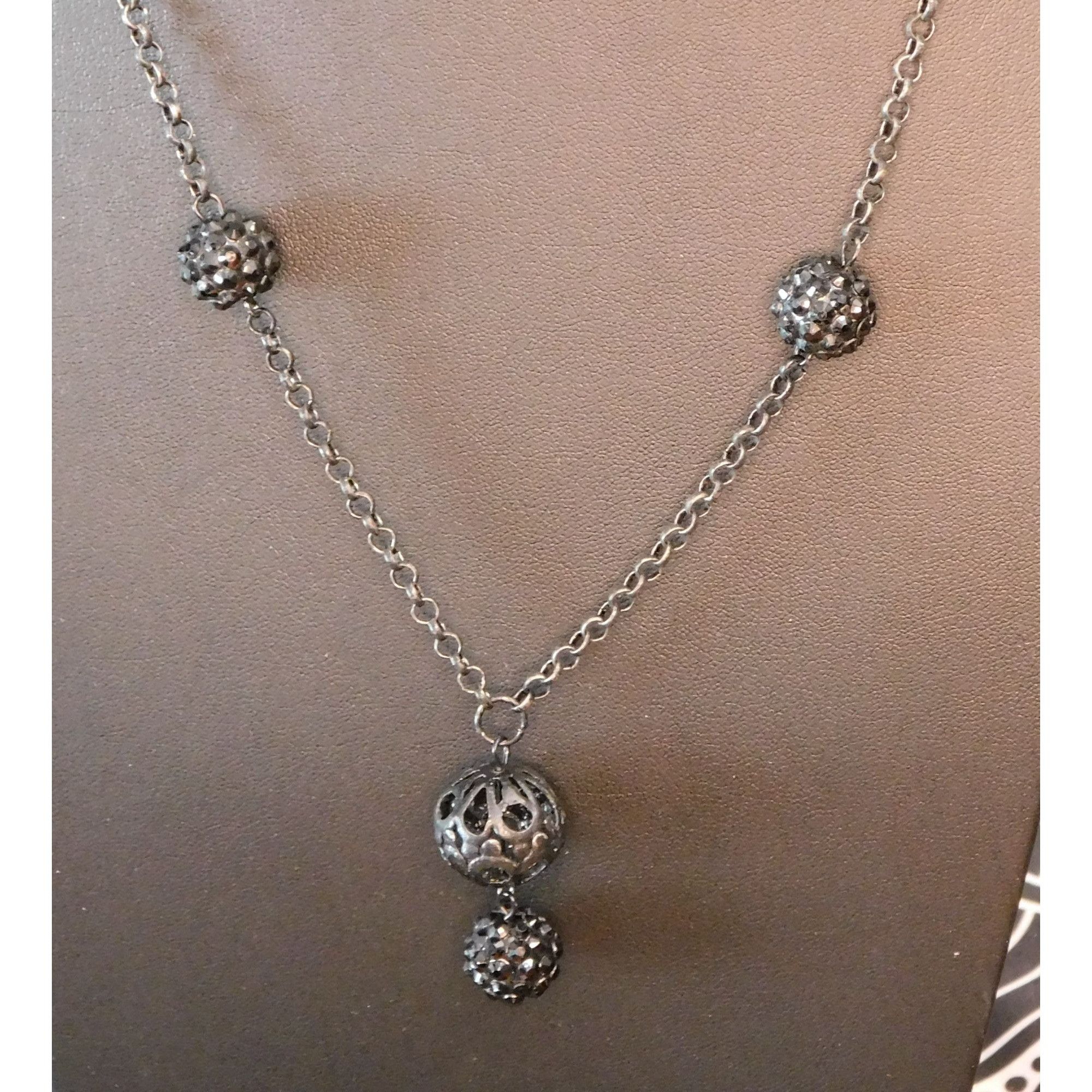 Other Gothic Rhinestone Orb Necklace On Silver Tone Chain Size ONE SIZE - 3 Thumbnail